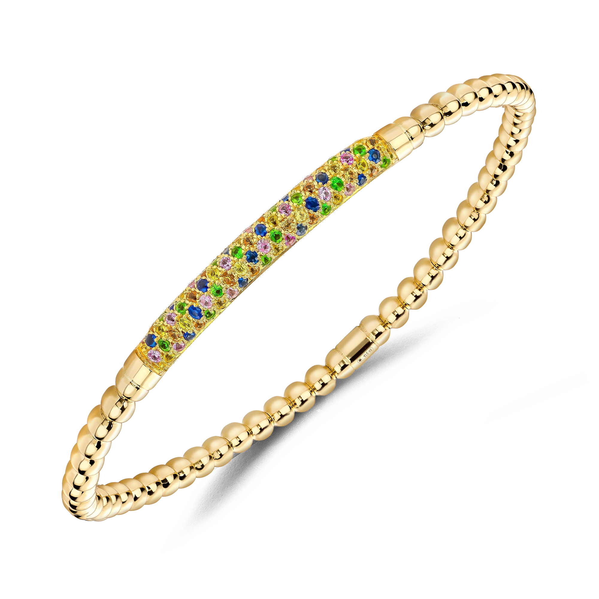 Bohemia Multi-Coloured Sapphire and Tsavorite Expandable Bangle Brilliant Cut, Micro Pavé Set_2