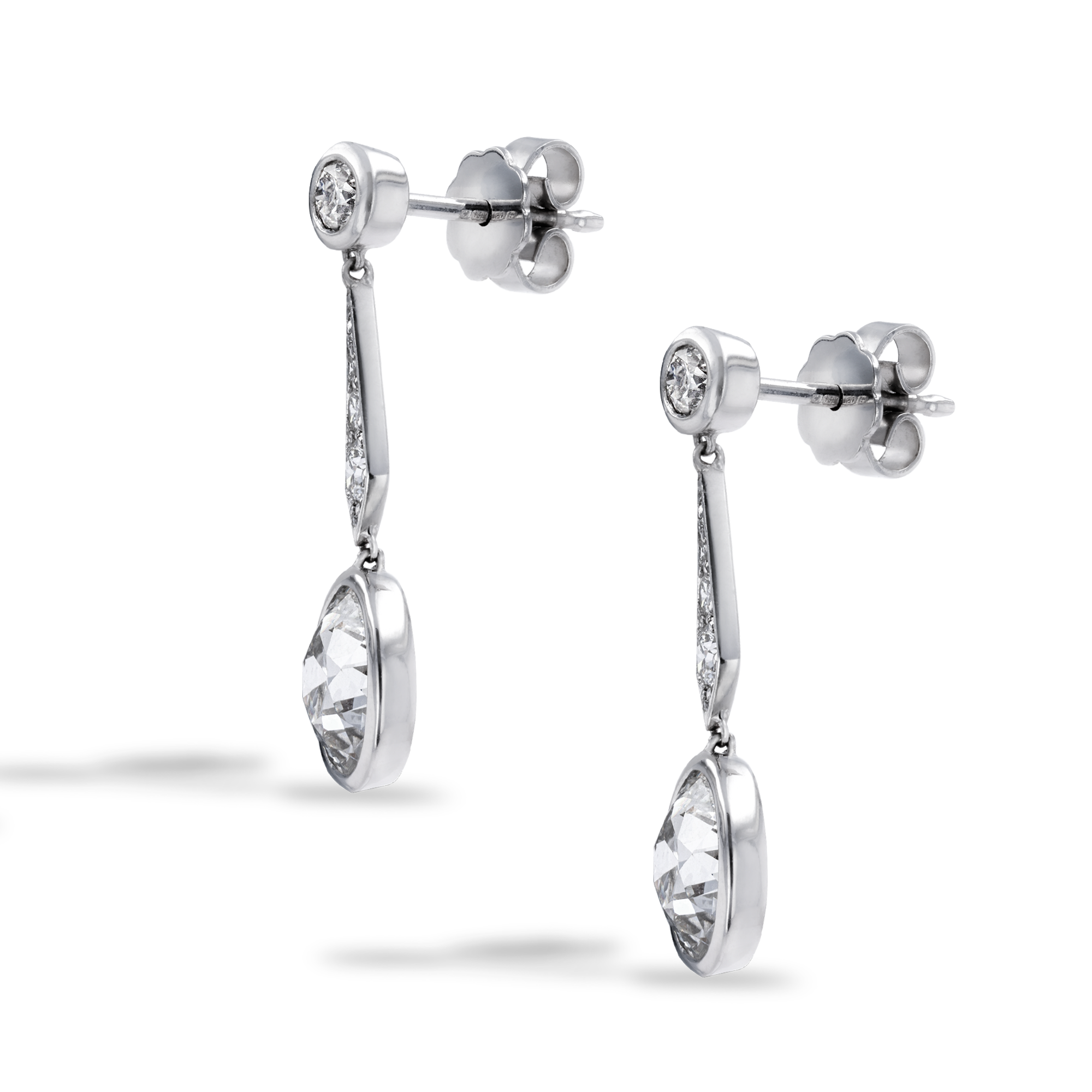 Diamond Drop Earrings Certified Old Cut Diamond Drop Earrings_2