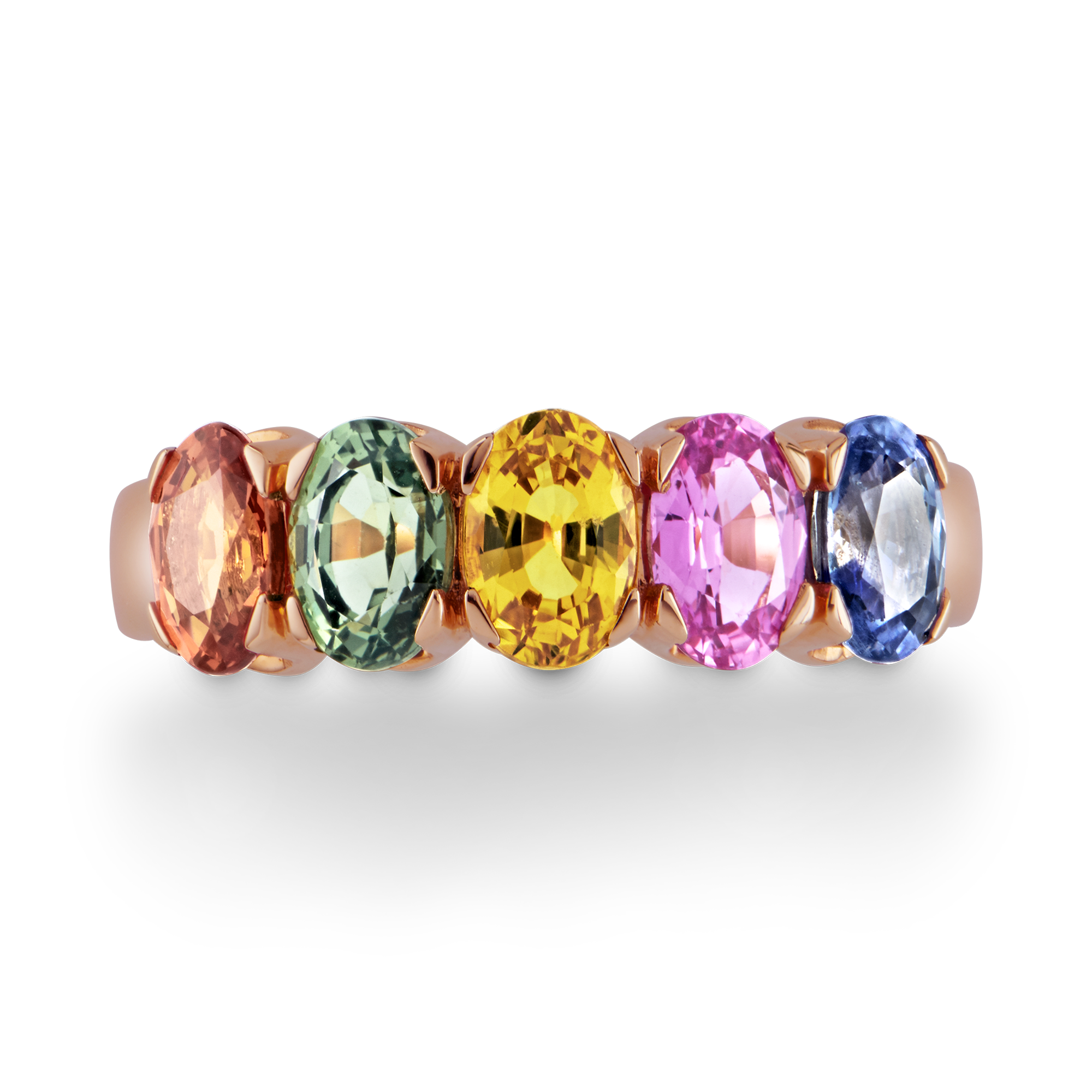 Rainbow Fancy Sapphire Five-Stone Ring Oval Cut, Claw Set_2