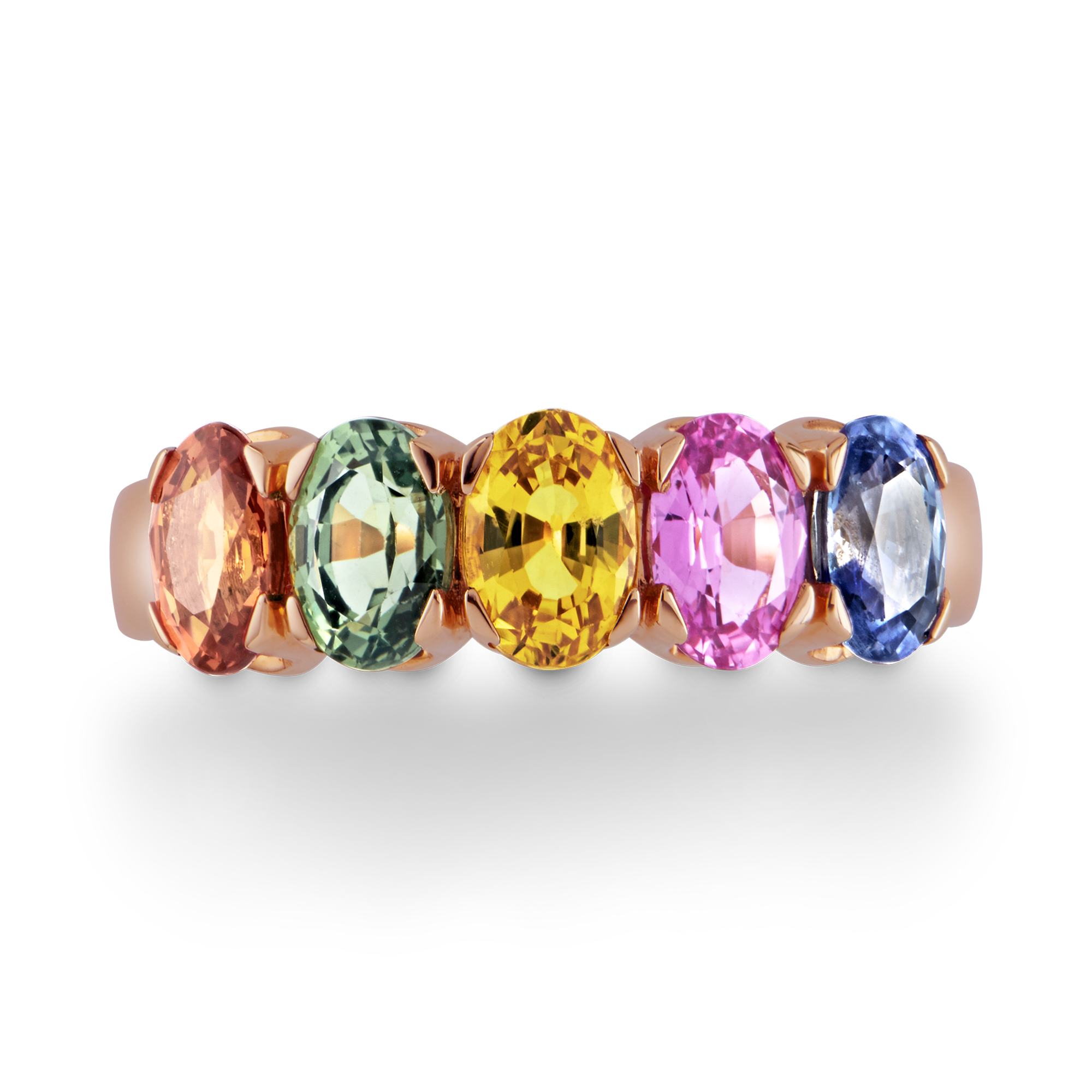 Rainbow Fancy Sapphire Five-Stone Ring Oval Cut, Claw Set_2