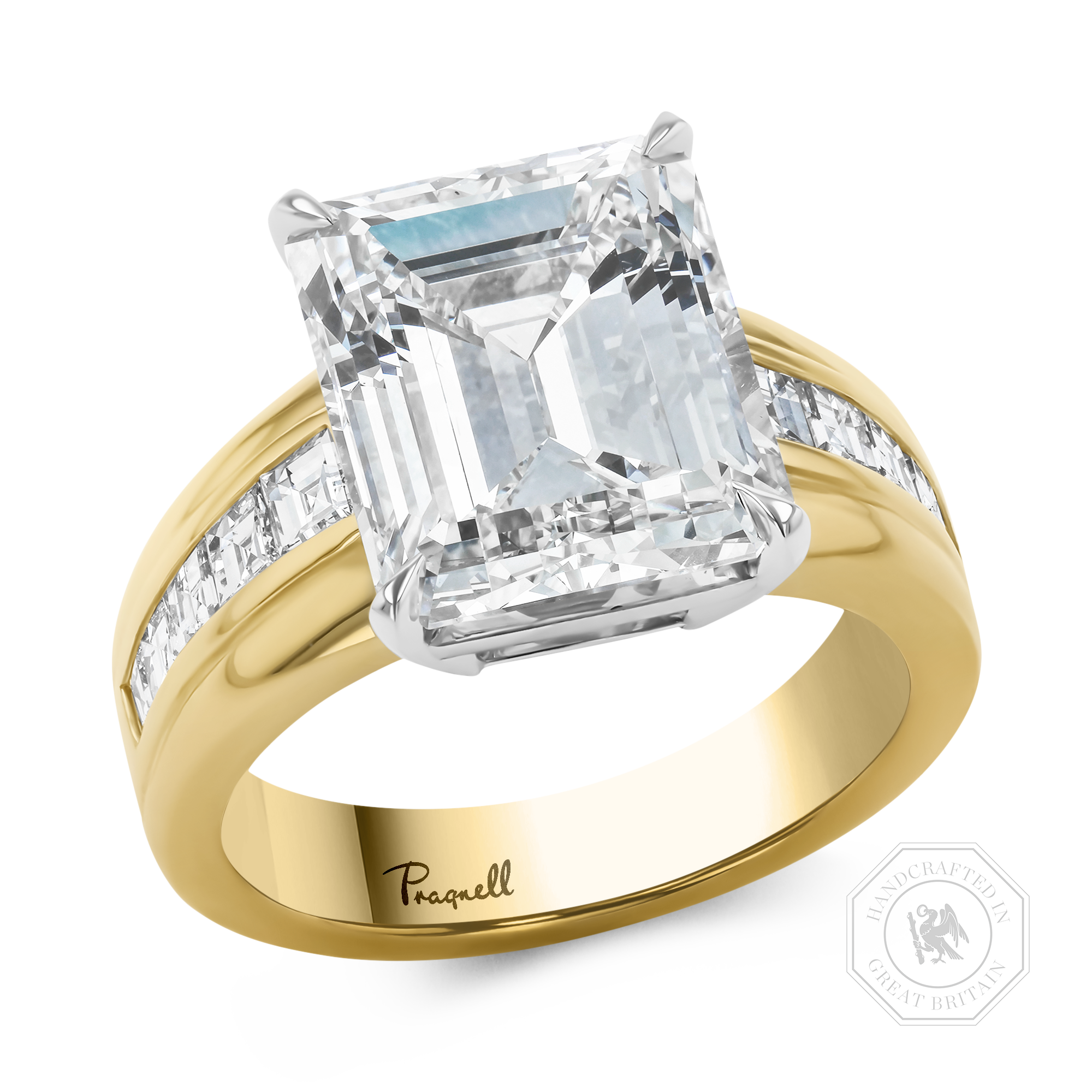 Masterpiece Manhattan Emerald Cut 7.04ct Diamond Ring Carré & Emerald Cut, Channel & Claw Set_1