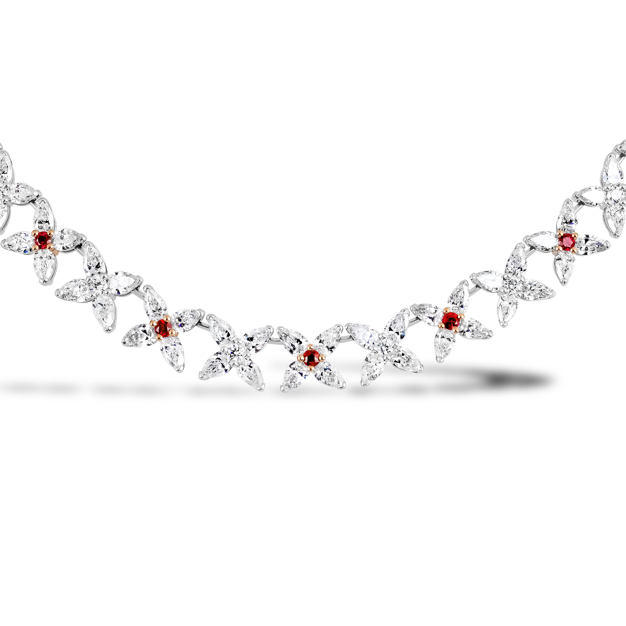Masterpiece Pear Shaped 24.97ct Diamond and Ruby Necklace Pear Shaped & Brilliant Cut, Claw Set_2