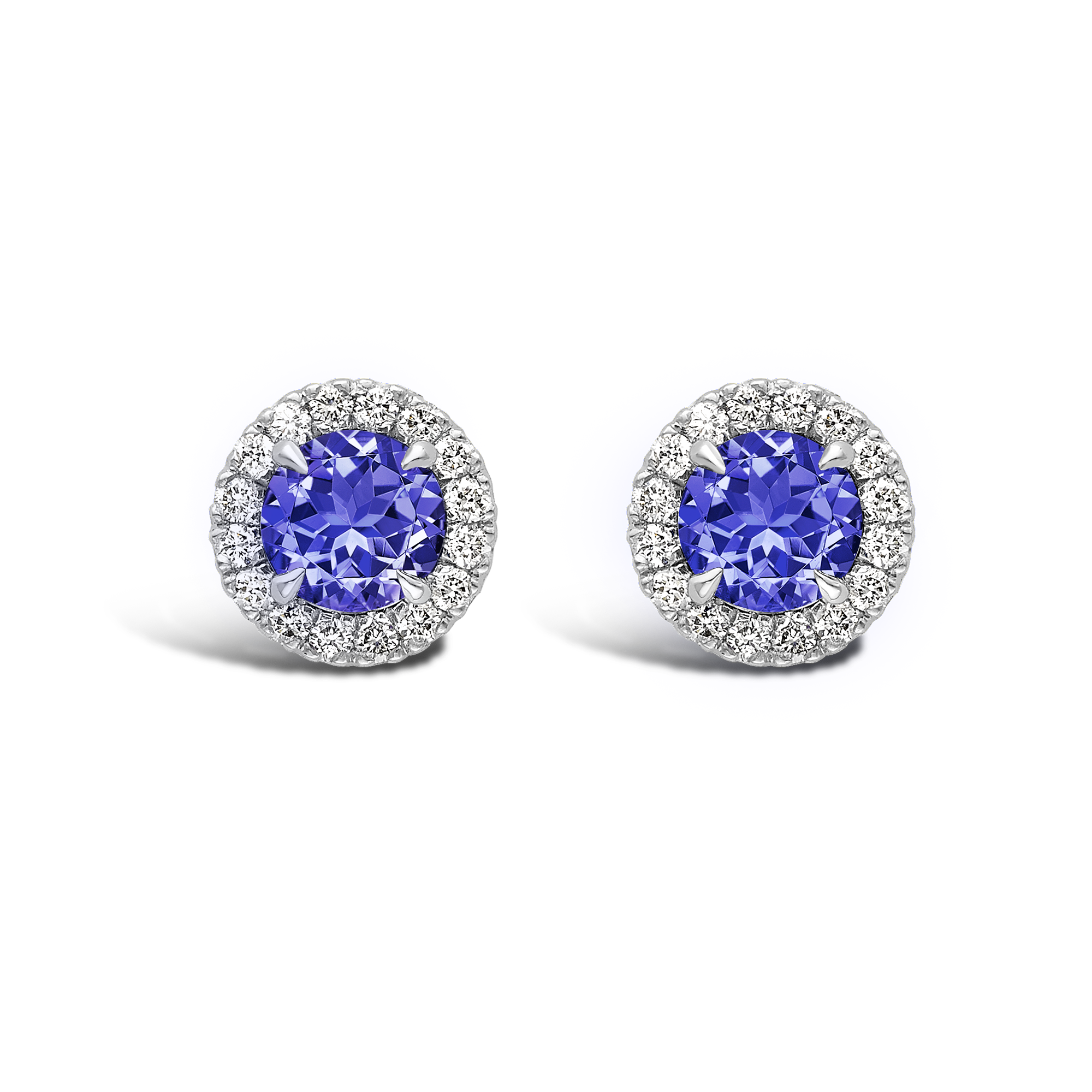 Brilliant Tanzanite Stud Earrings Cluster Earrings with Diamond Halo_1