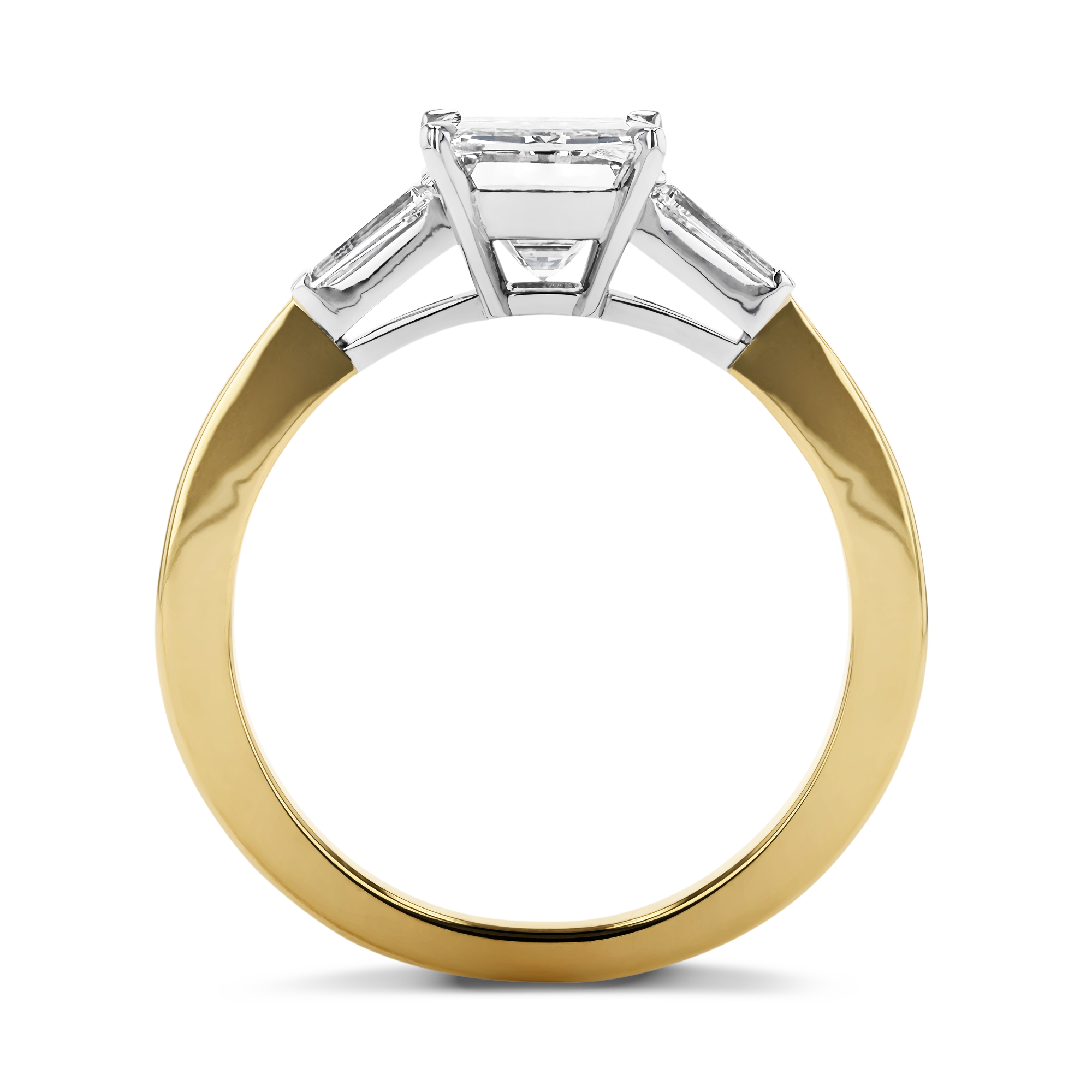 Emerald Cut Diamond Ring with Diamond Shoulders Emerald Cut, Claw Set_3