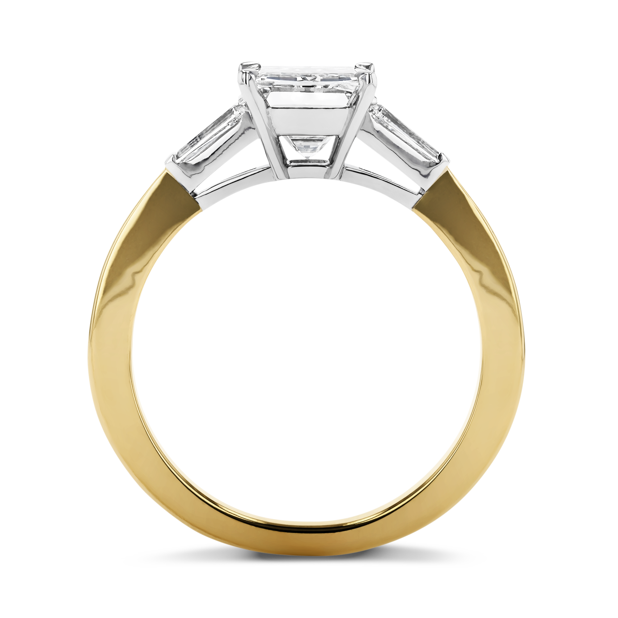 Emerald Cut Diamond Ring with Diamond Shoulders Emerald Cut, Claw Set_3