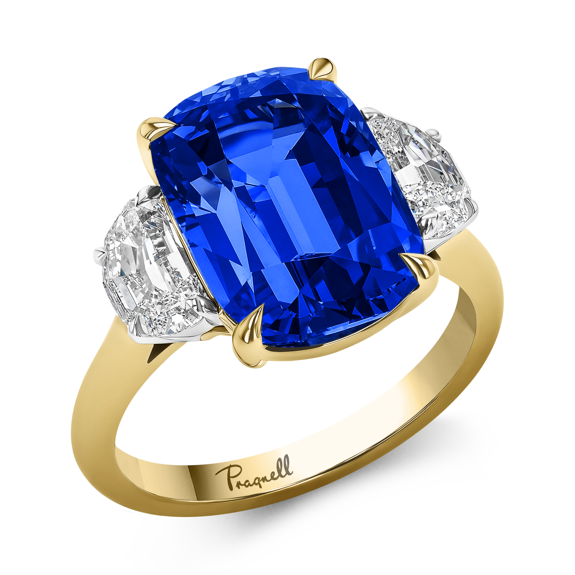 Masterpiece Madagascan 8.74 Sapphire and Diamond Ring Cushion modern cut, Claw set_1