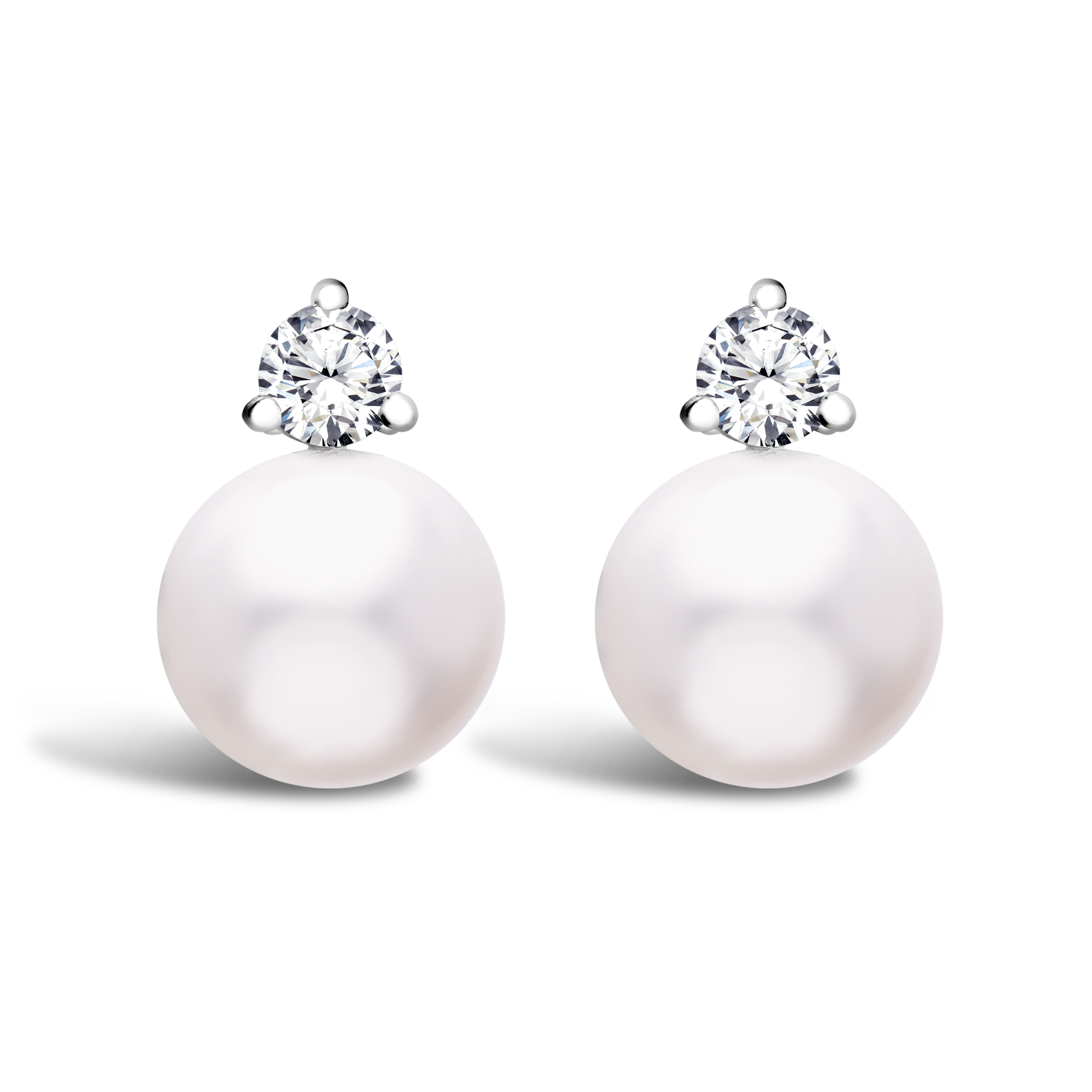 Akoya Pearl Earrings Stud Earrings with 0.40CT Diamonds_1