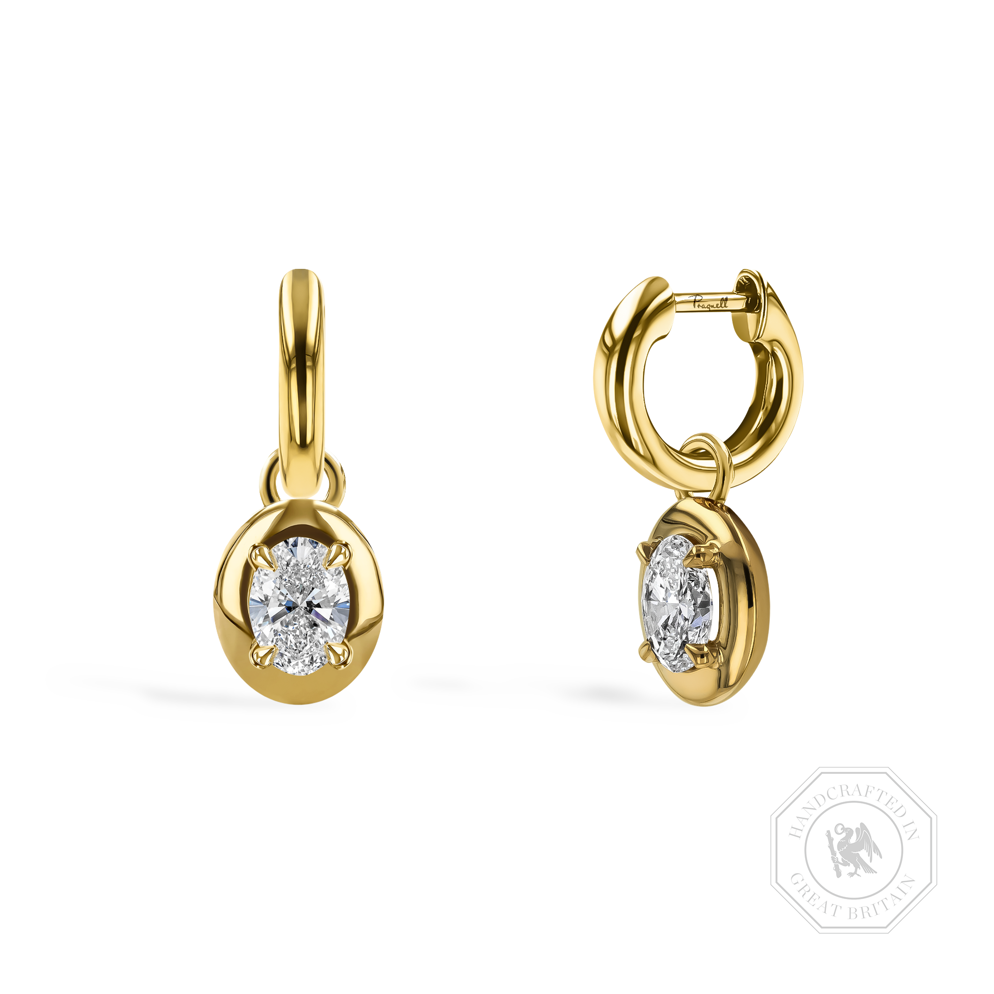 Skimming Stone 1.01ct Oval Diamond Hoop Drop Earrings Oval Cut, Claw Set_1