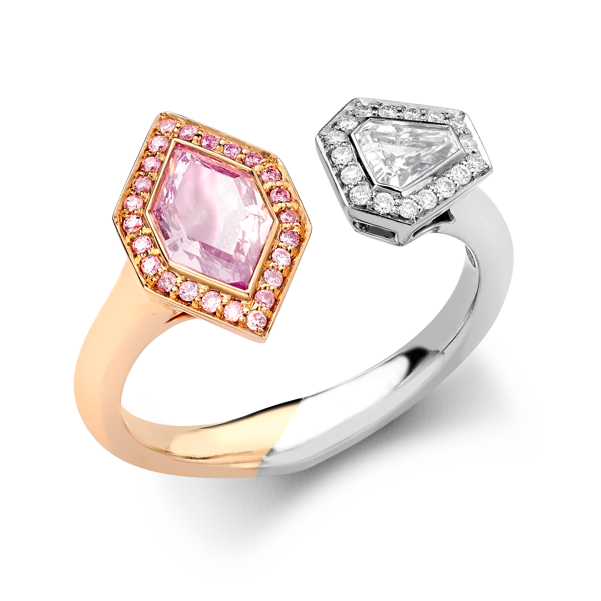 Masterpiece Geometric Fancy Intense Purplish-Pink Hexagonal & Shield Cut Diamond Ring Hexagonal, Shield & Brilliant Cut, Rubover Set_1