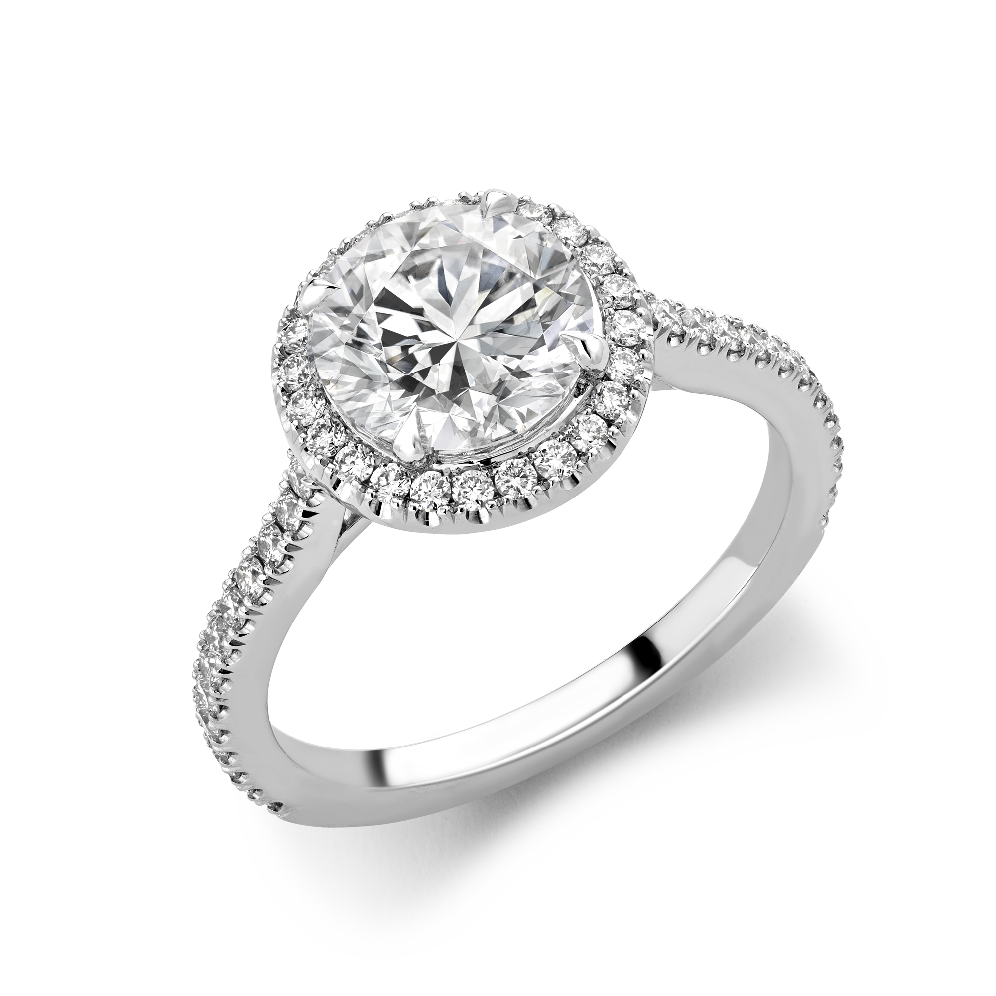 Diamond Cluster Ring with Diamond Set Surround and Shoulders Brilliant Cut, Four Claw Set_1