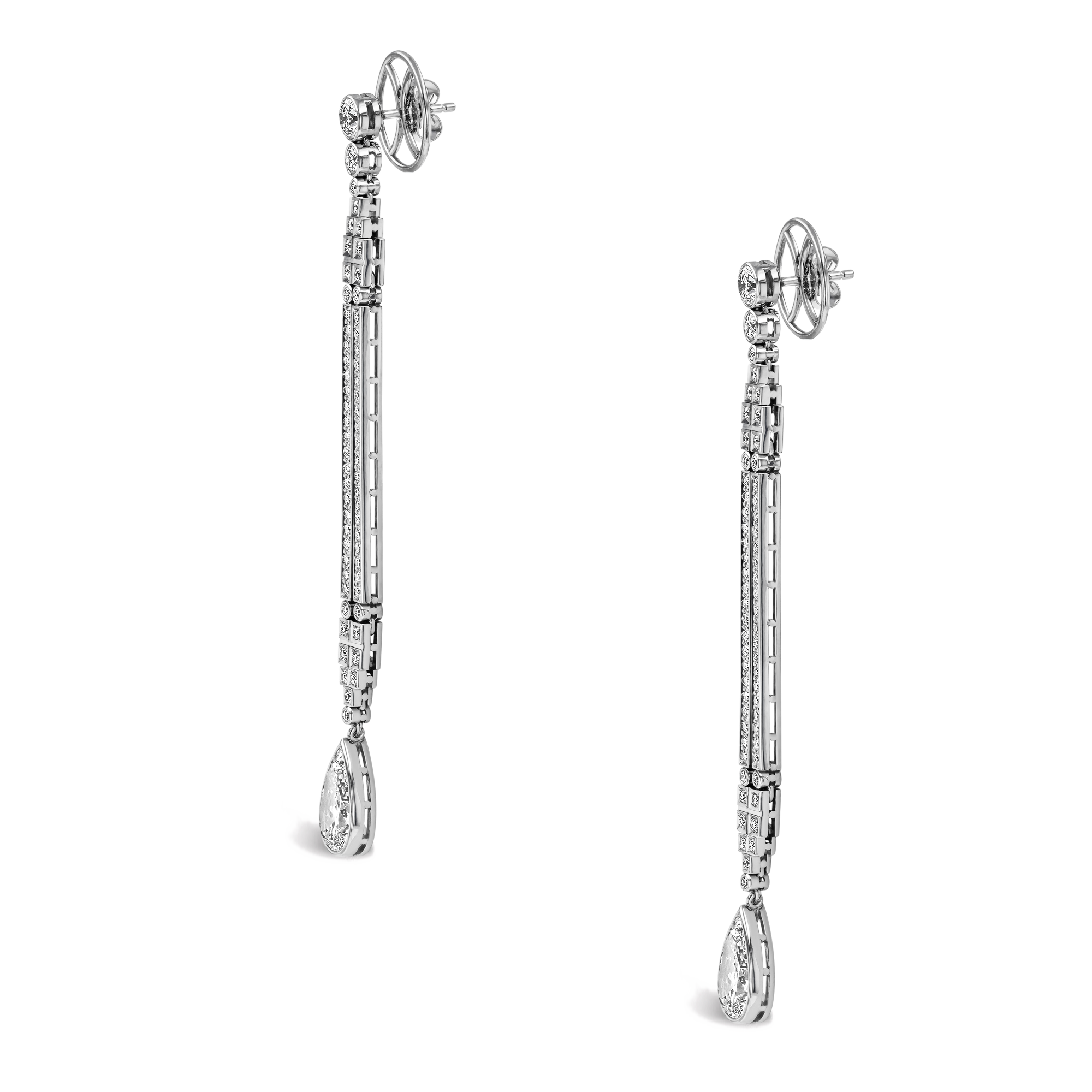 Masterpiece 4.03ct Articulated Diamond Drop Earrings Pearshape, Rubover Set_2