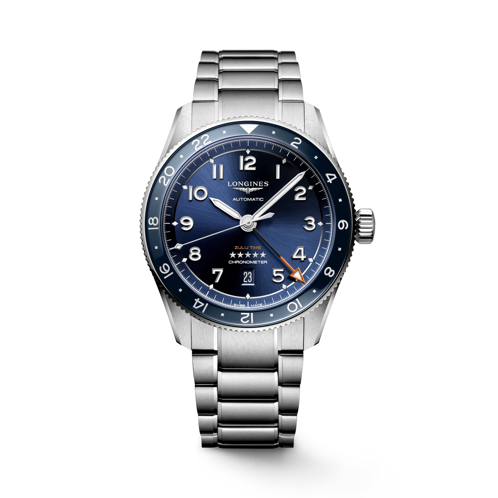 Longines Spirit Zulu Time 42mm, Blue Dial, Arabic Numerals_1