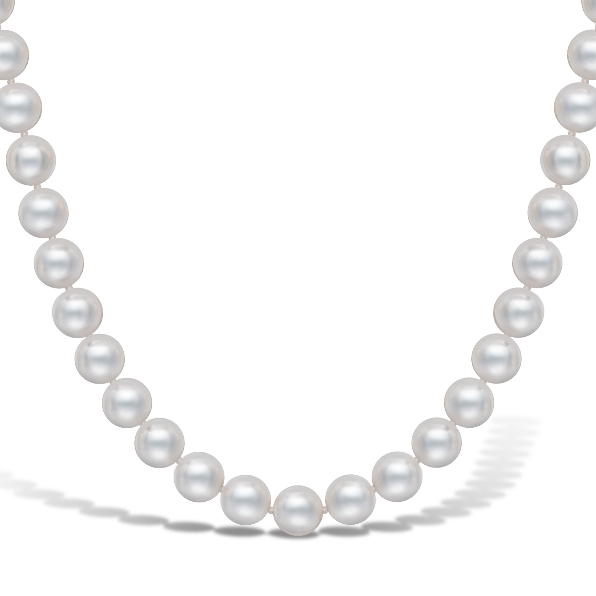 Akoya Pearl Necklace Silk Knotted Row with Gold Clasp_2