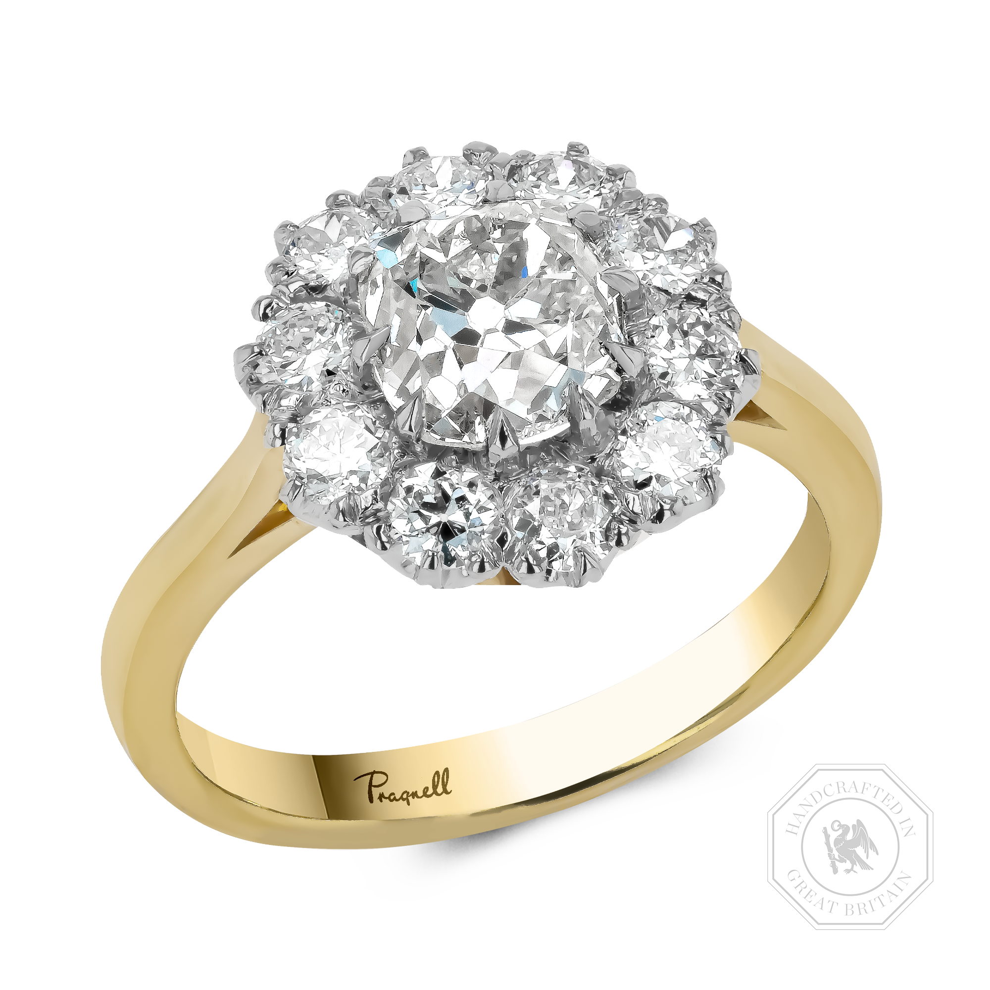 Coronet Old Cut 1.46ct Diamond Cluster Ring Old Cut, Claw Set_1