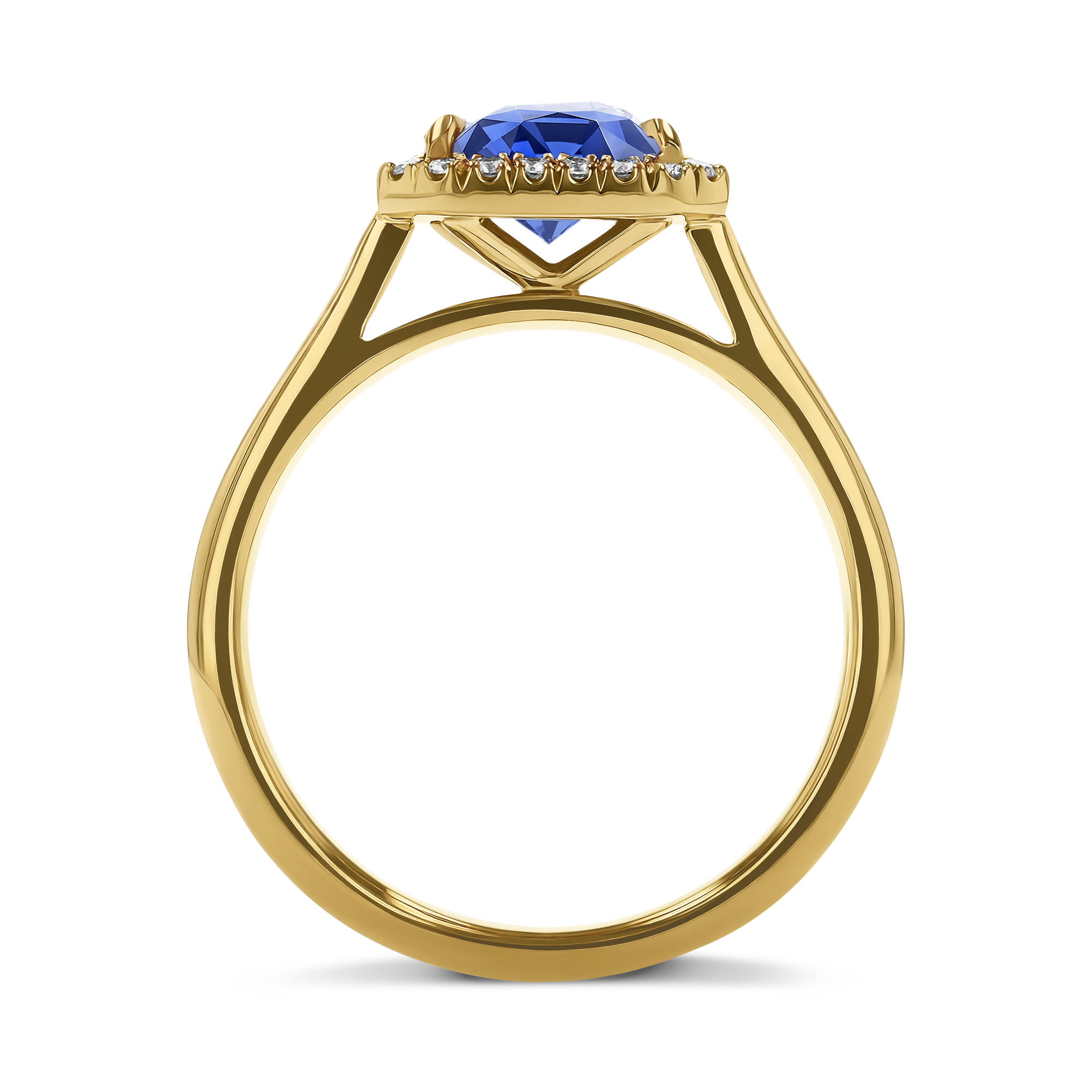 Cushion Cut 2.36ct Sri Lankan Sapphire and Diamond Ring Cushion Cut, Claw Set_3