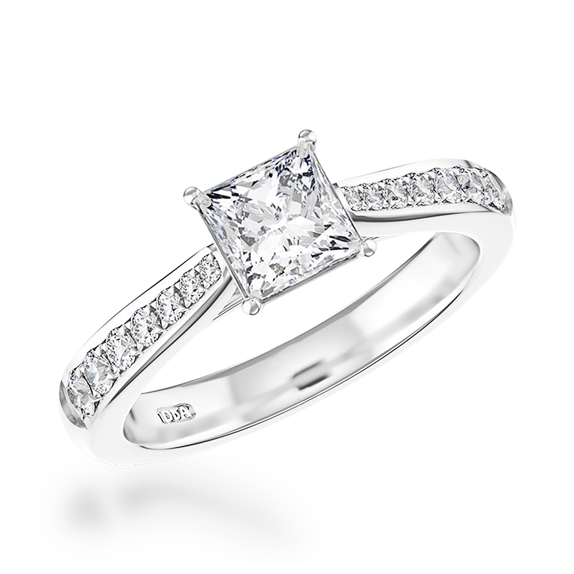 0.72CT Diamond Solitaire Ring Princess Cut, Solitaire, Brilliant Shoulders_1