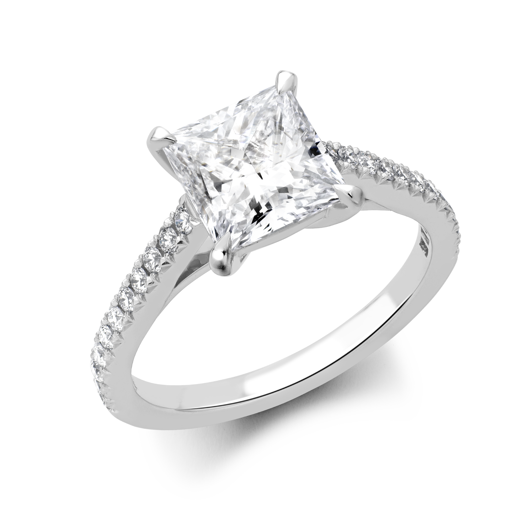 Princess Cut Diamond Ring Princess & Brilliant Cut, Claw & Channel Set_1