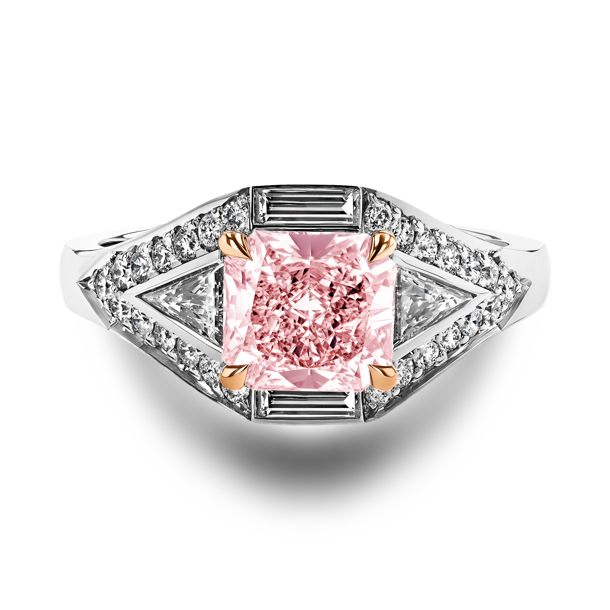 Masterpiece Astoria 1.28ct Fancy Orangy-Pink Diamond Ring Radiant Cut, Claw Set_2