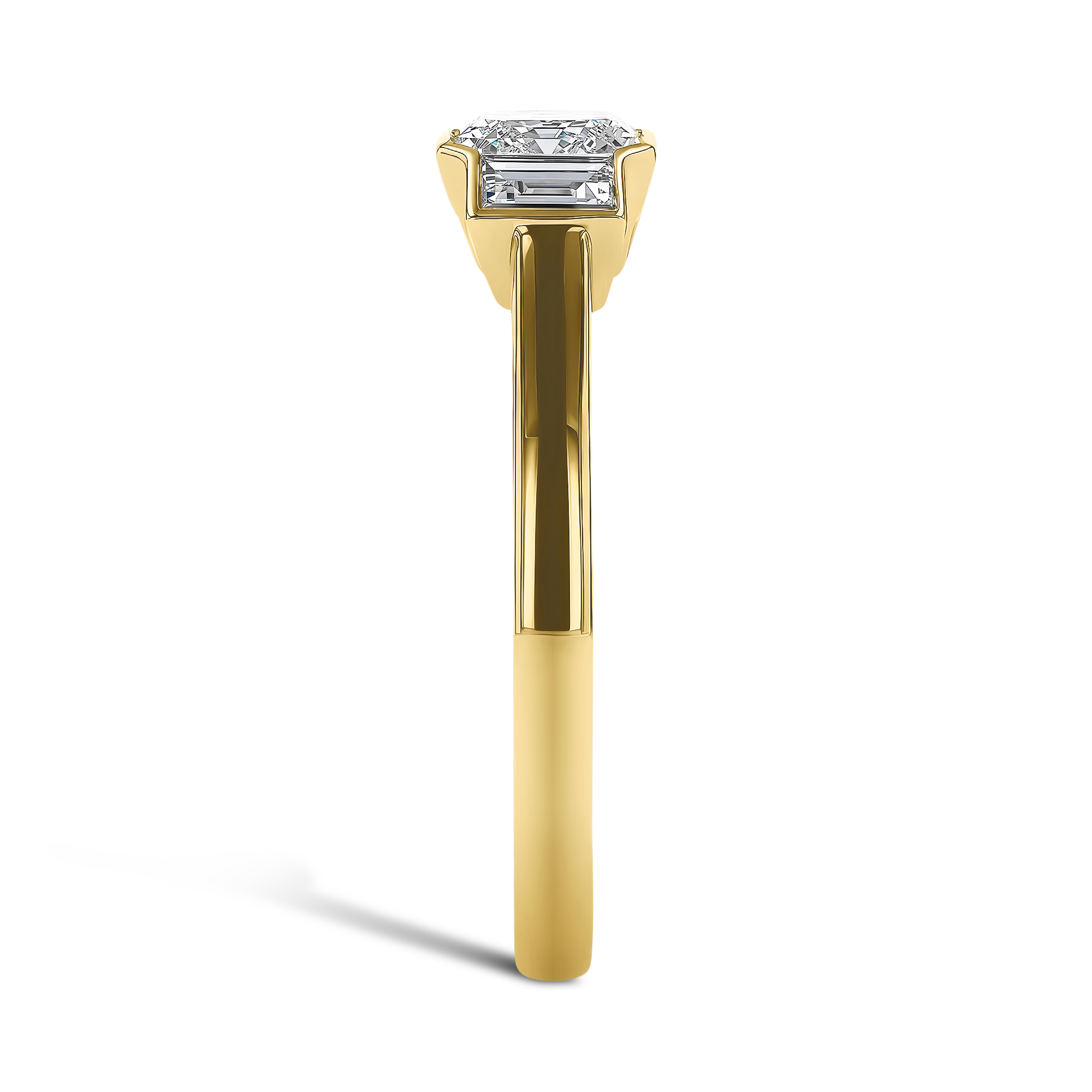 Kingdom 1.38ct Diamond Three Stone Ring Emerald Cut, Rubover Set_4