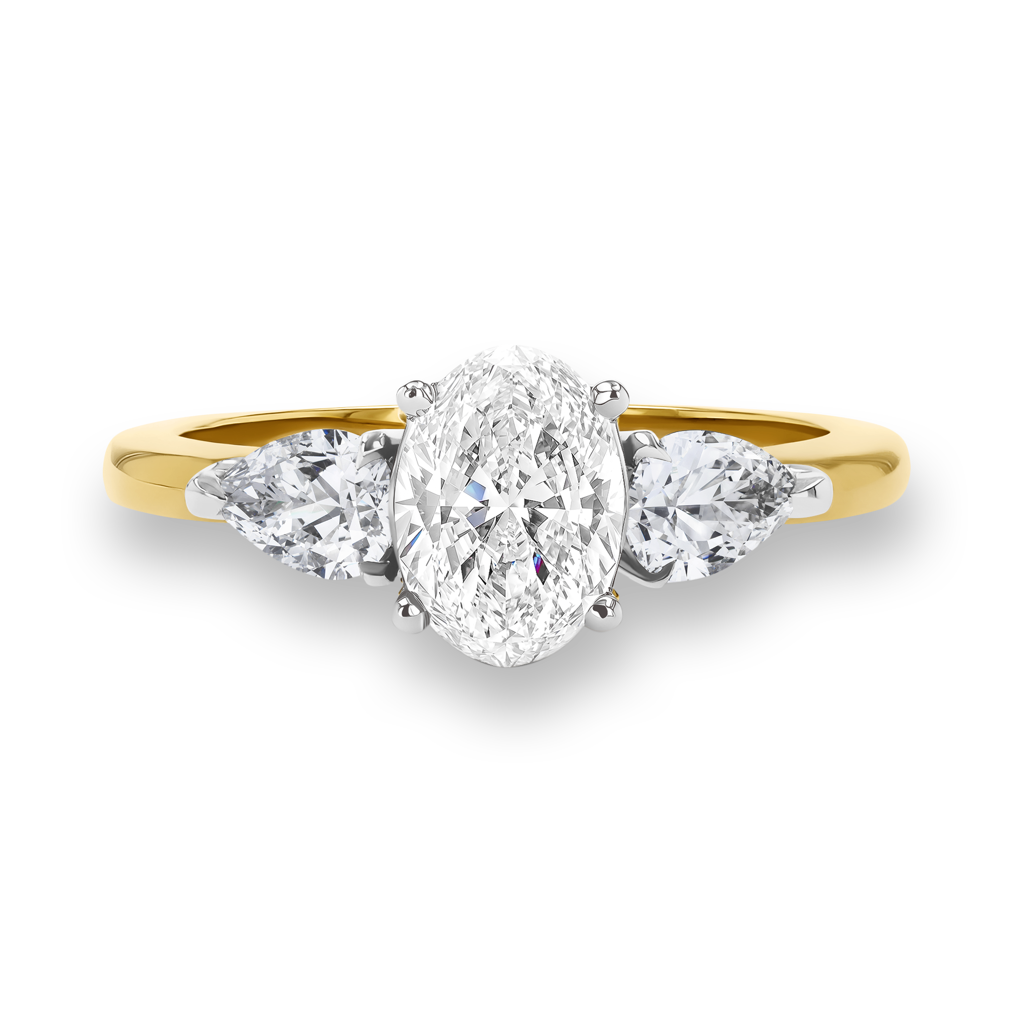 Classic 0.50ct Oval Cut Diamond Three Stone Ring Oval Cut, Claw Set_2
