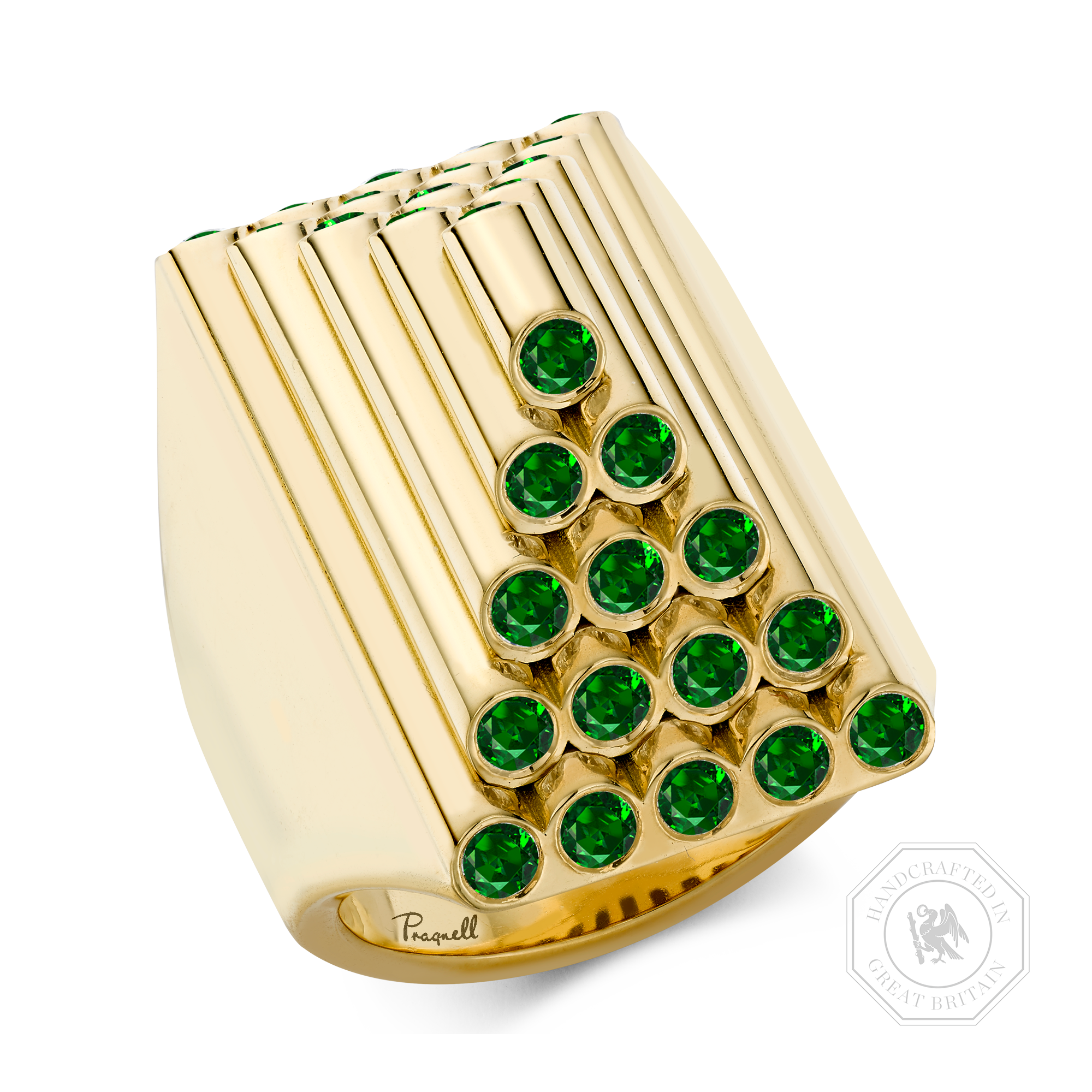 Eclipse 1.70ct Emerald Pyramid Ring Brilliant Cut, Rubover Set_1