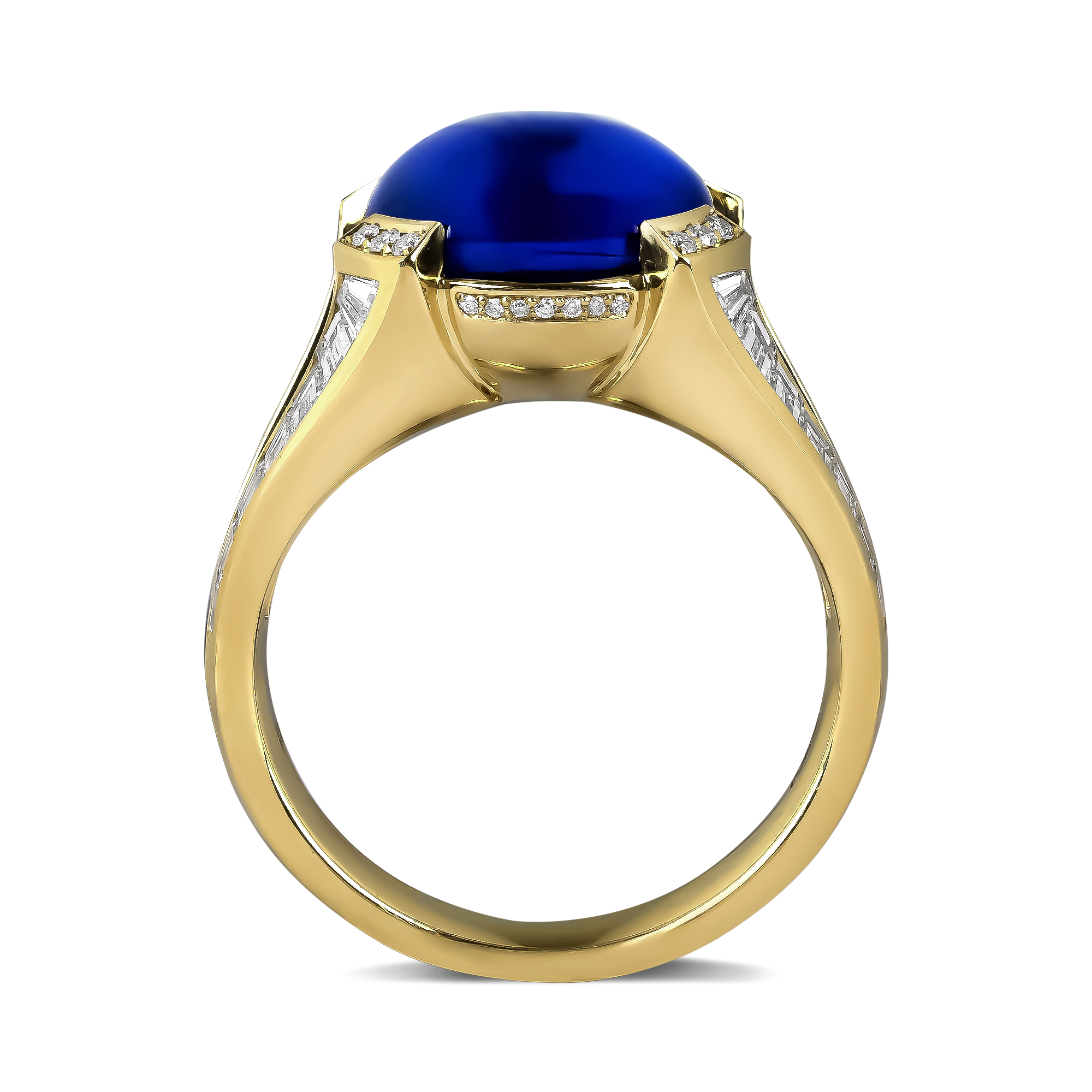 Masterpiece Cabochon Cut 11.60ct Sri Lankan Star Sapphire and Diamond Ring Cabochon, Calibre & Brilliant Cut, Claw & Channel Set_3