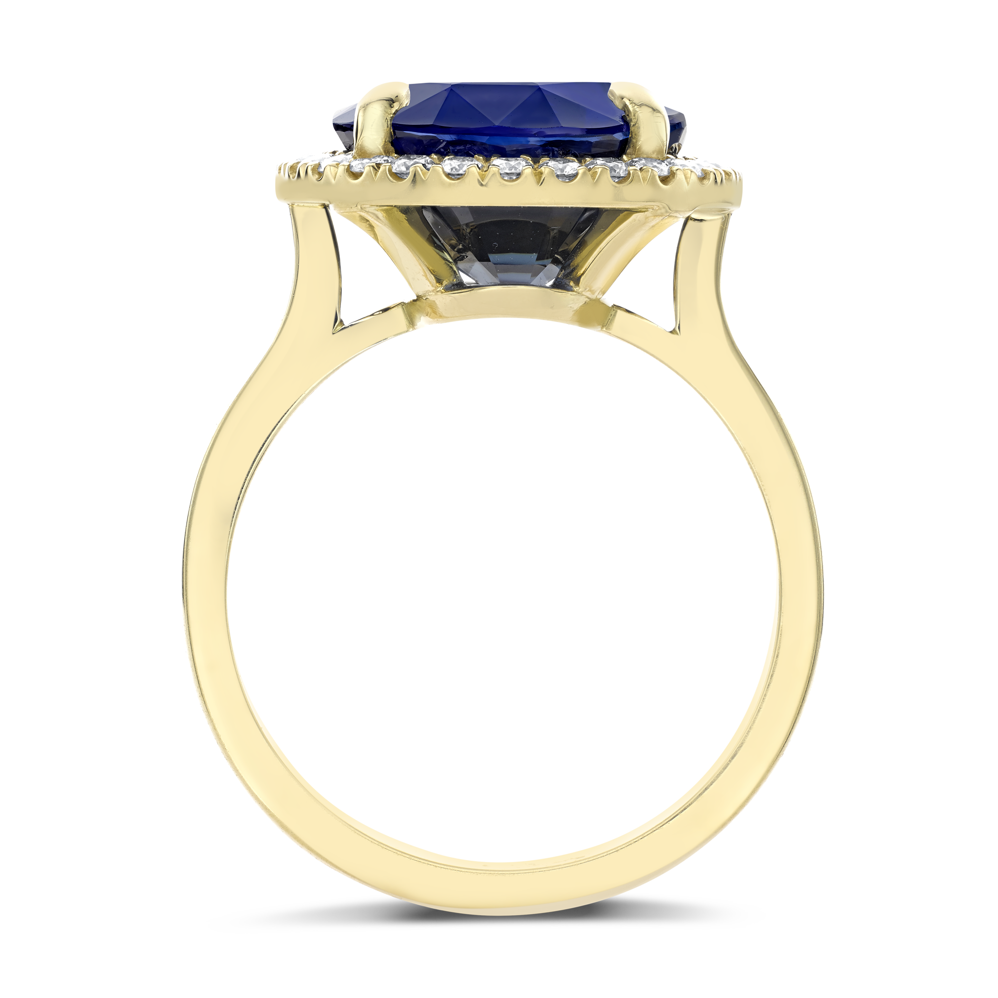 Sapphire and Diamond Cluster Ring Oval Cut, Four Claw Set_3