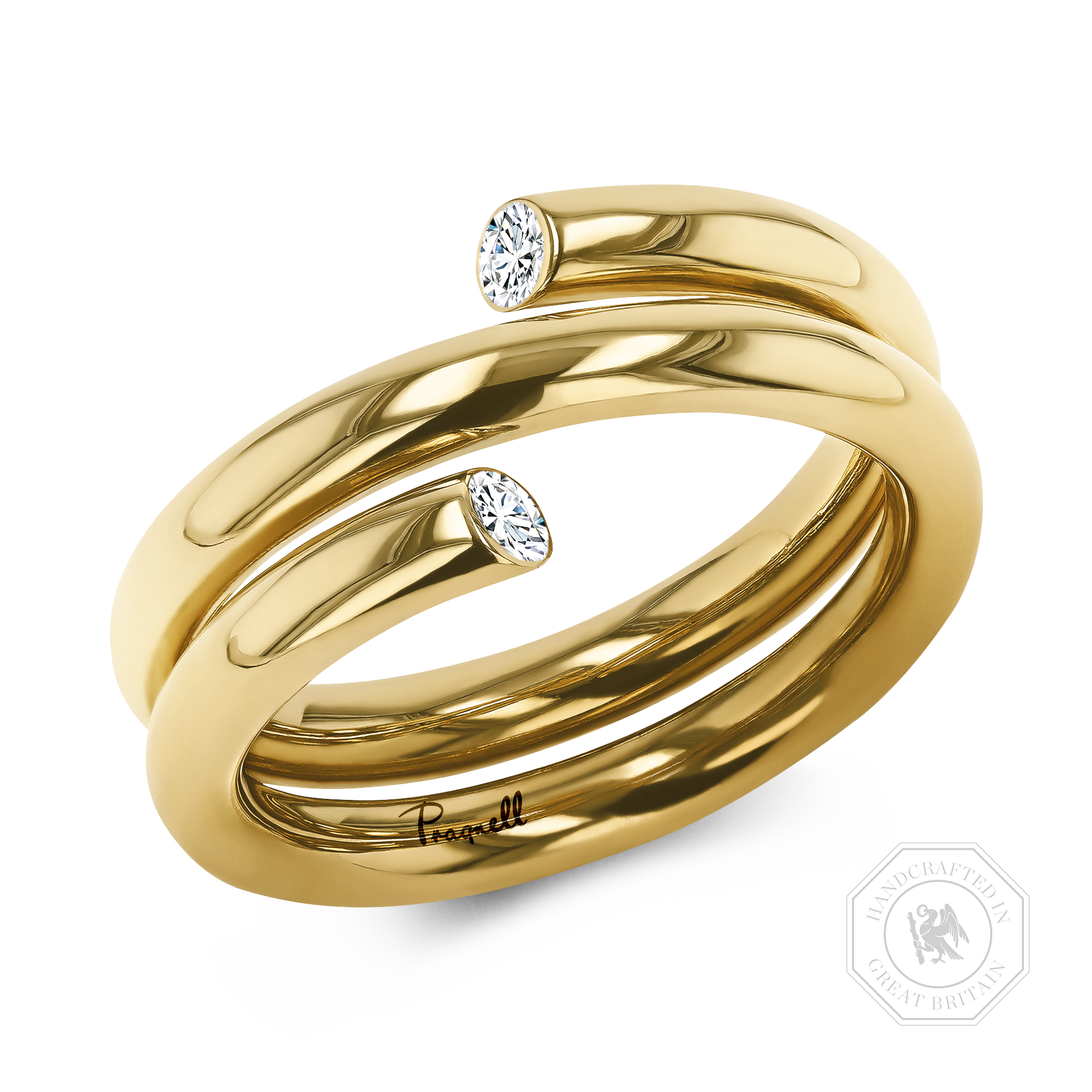 Eclipse 0.09ct Double Row Diamond Spring Ring Brilliant Cut, Rubover Set_1