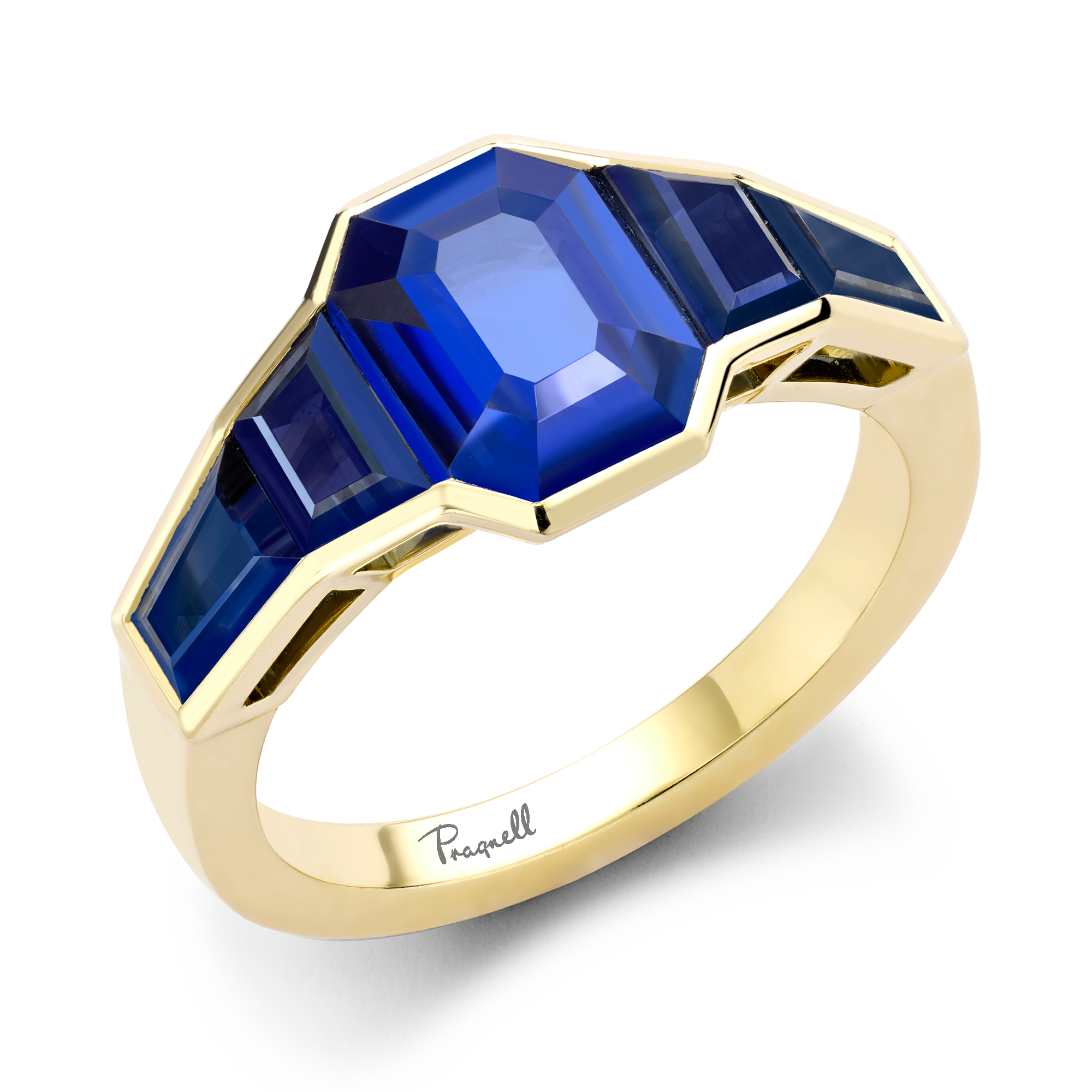 Kingdom Sri Lankan Sapphire Ring Trap & Baguette Cut, Rubover Set_1