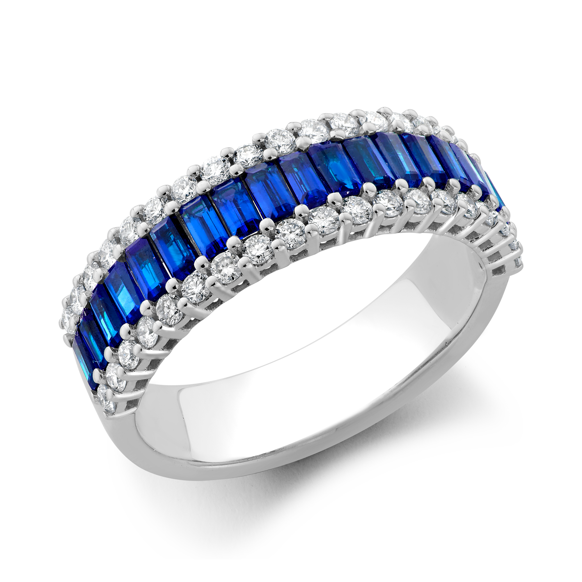 Sapphire and Diamond Eternity Ring Baguette Cut, Brilliant Cut, Claw Set_1