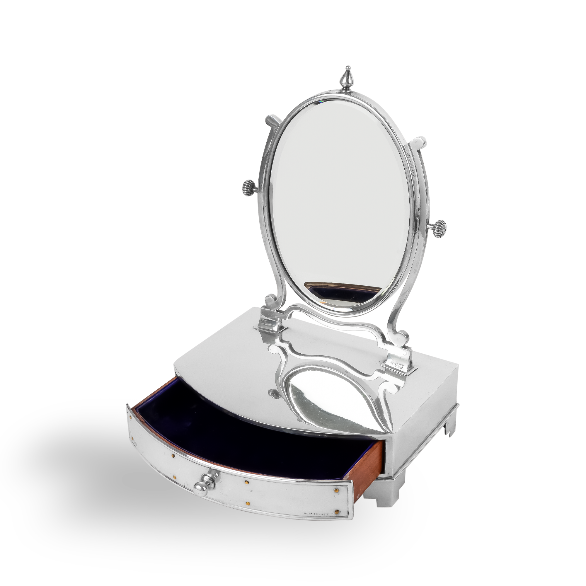 Silver Edward VII Jewellery Tray with Swivel Mirror Hallmarked London_4