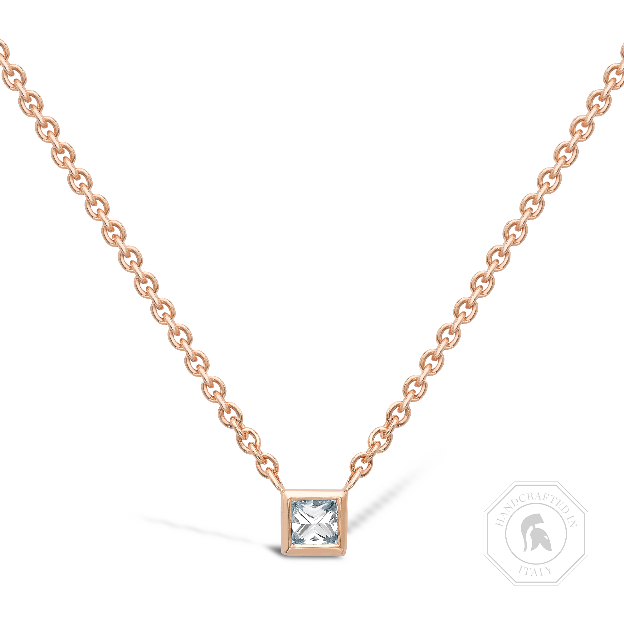 RockChic Diamond Solitaire Pendant Princess Cut, Rubover Set_1