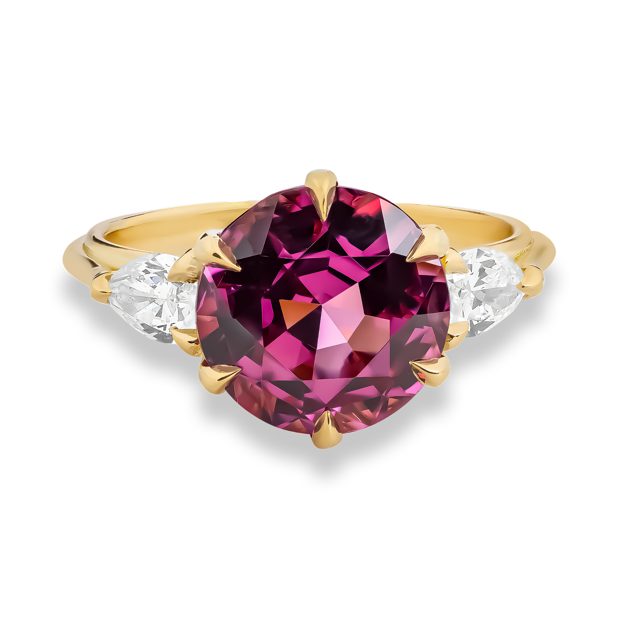 Brilliant Cut 4.44ct Kitulo Garnet and Diamond Ring Brilliant cut, Claw set_2