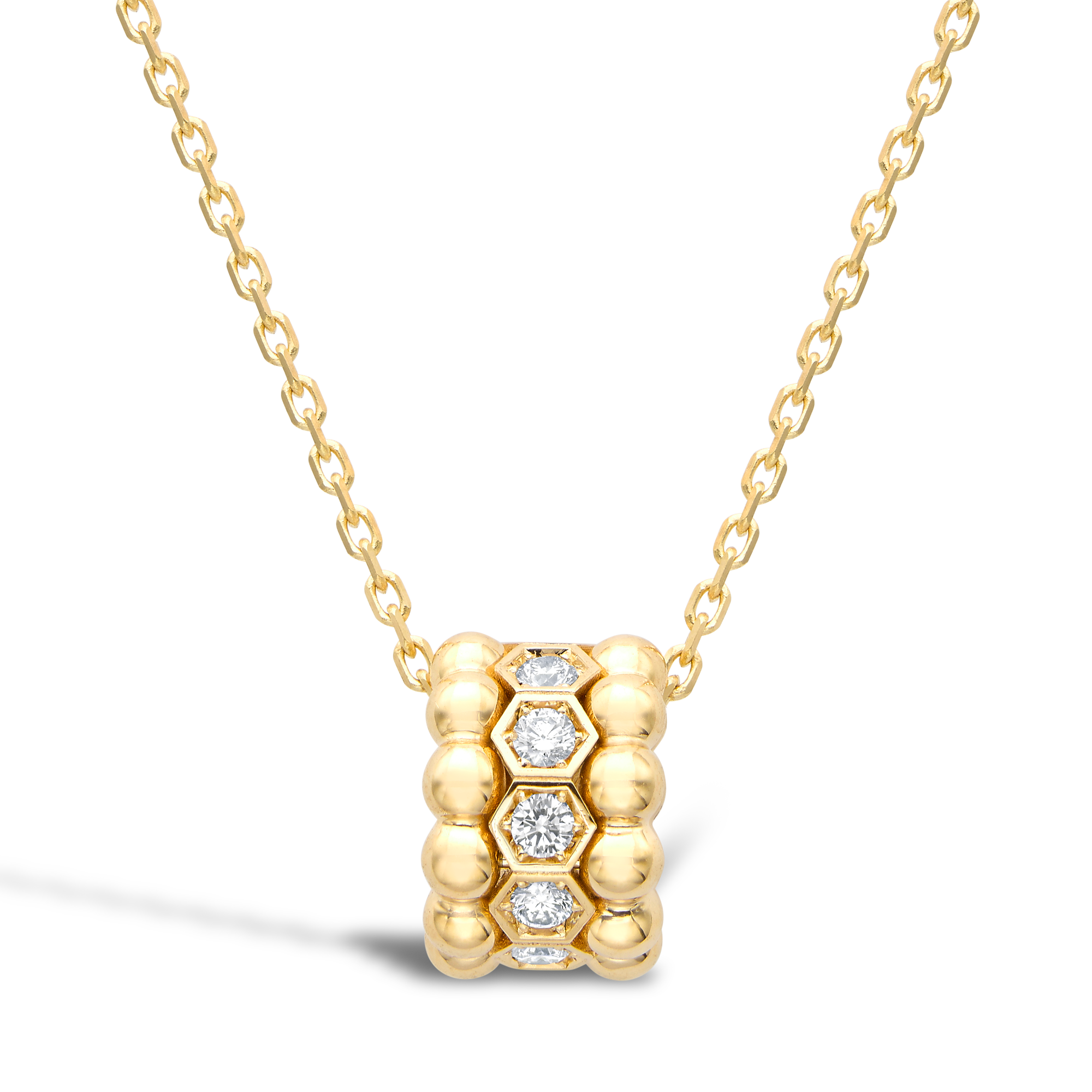 Bohemia Diamond Set Hexagonal Pendant Brilliant Cut, Rubover Set_1