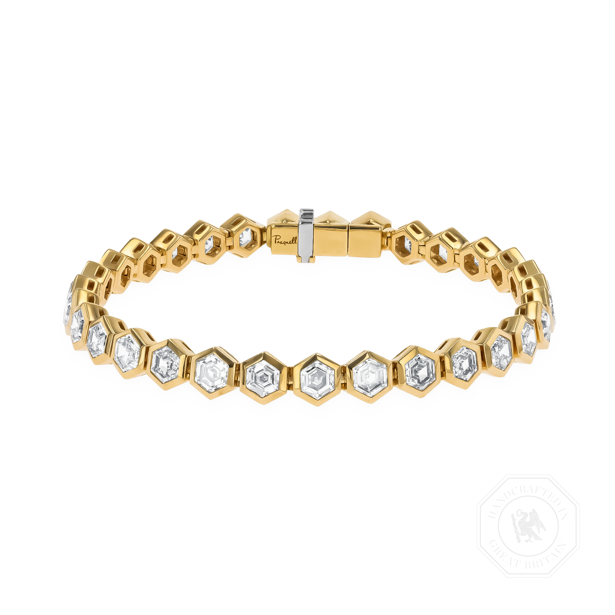 Honeycomb 10.05ct Diamond Line Bracelet Hexagonal Cut, Rubover Set_1