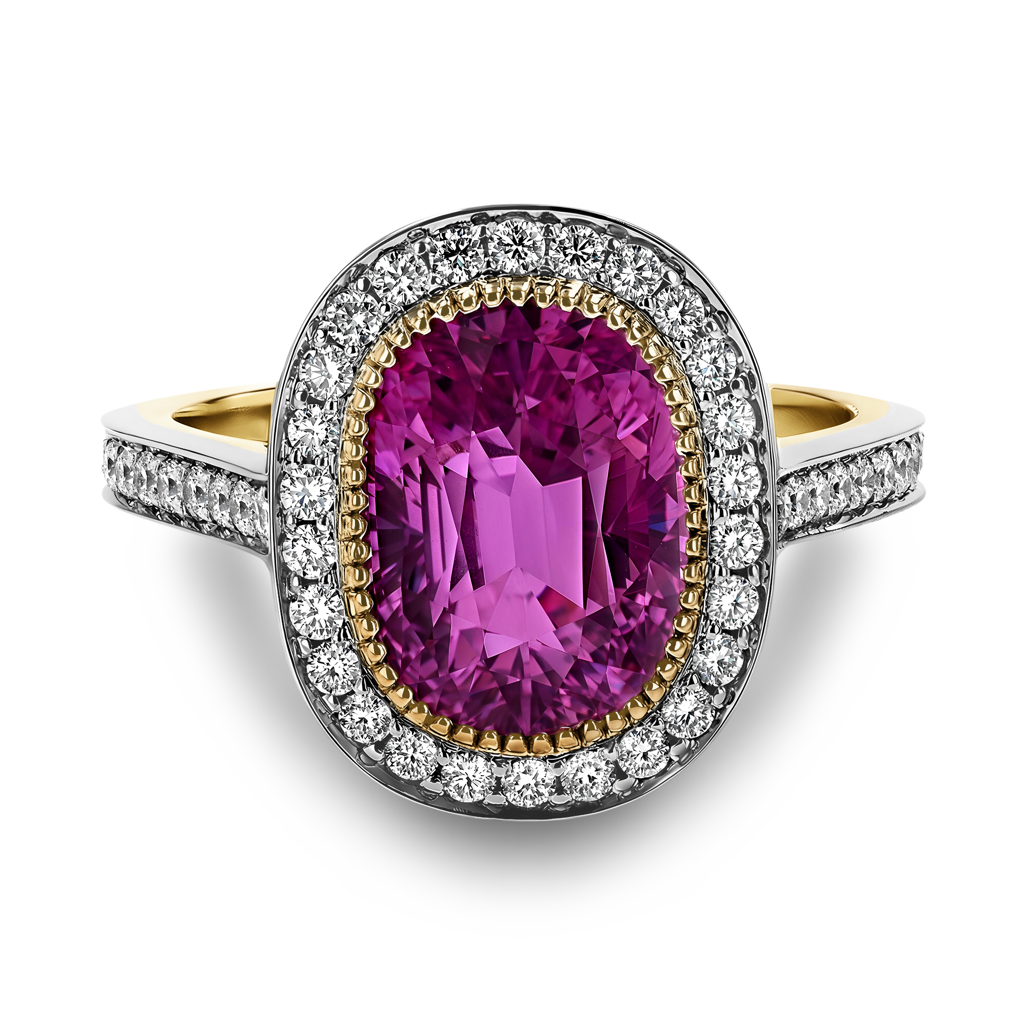 Masterpiece 3.72ct Burmese Ruby and Diamond Cluster Ring Cushion Antique Cut, Millegrain Set_2