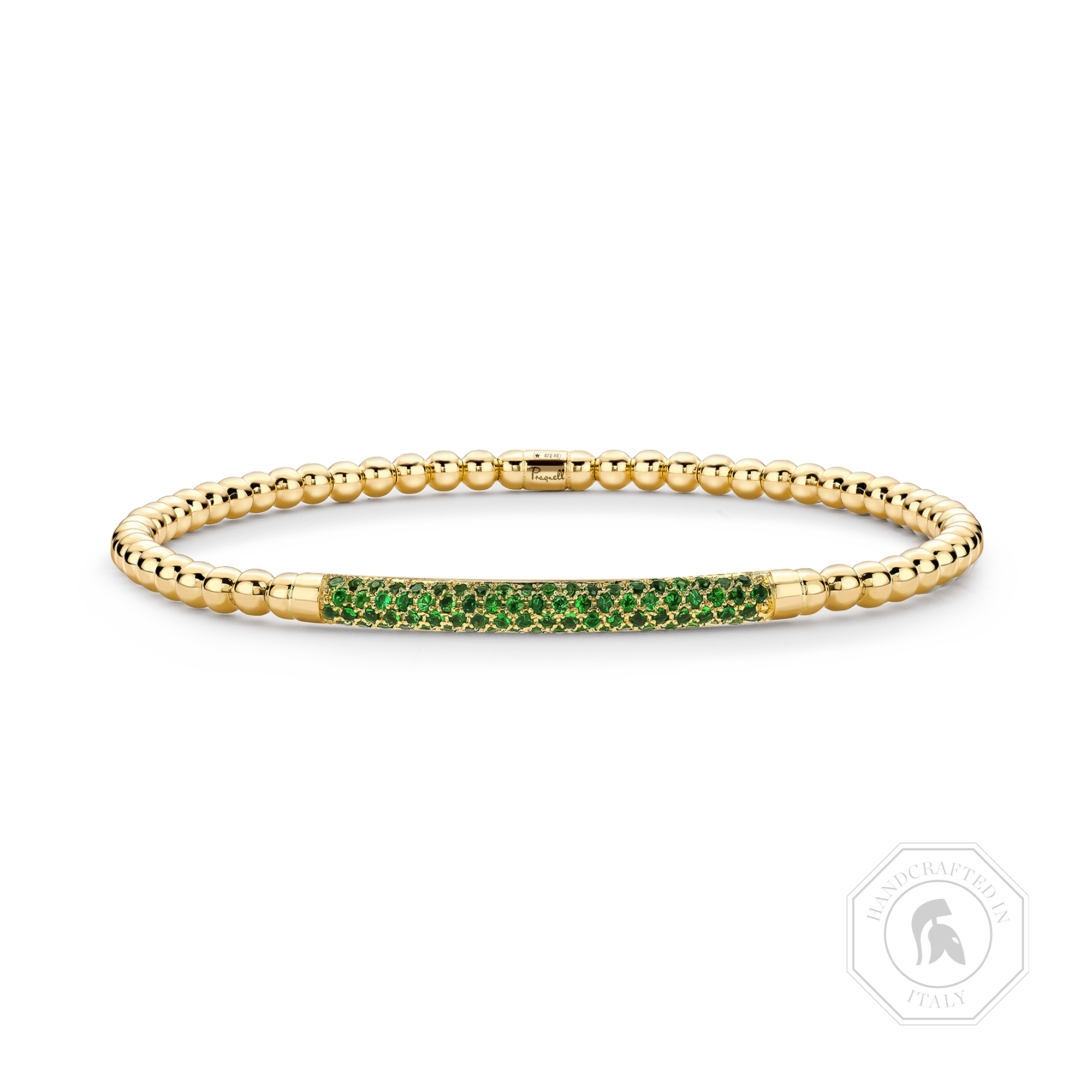 Bohemia 0.512ct Expandable Green Tsavorite Garnet Bangle Brilliant Cut, Micro Pavé Set_1