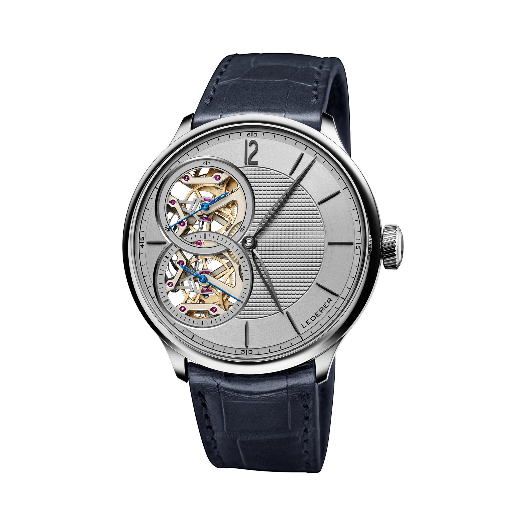 Lederer Central Impulse Chronometer 44mm, Rhodium Dial, Baton Numerals_1