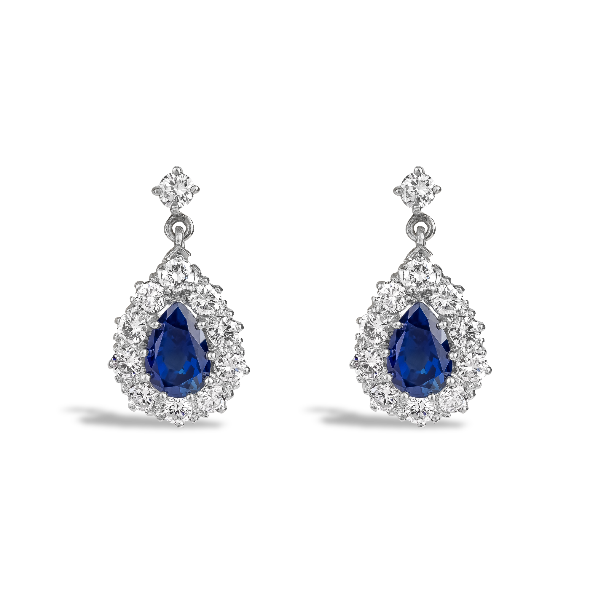 Pear Shaped Sapphire and Diamond Earrings Pear Shaped, Claw Set_1