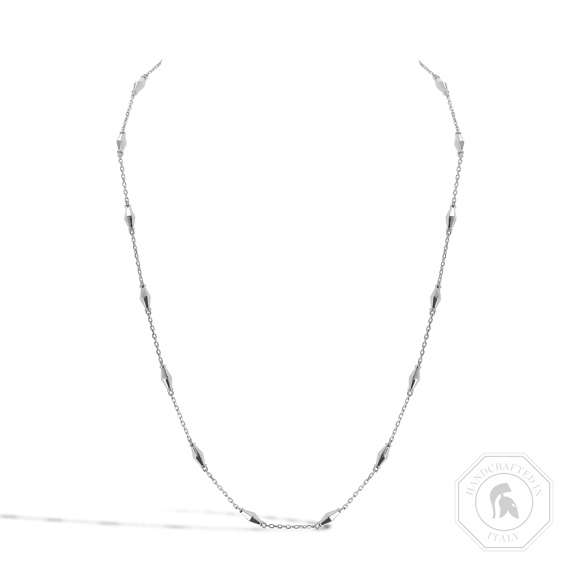 Mini-Cleopatra Gold Faceted Barrel Link Chain Necklace 45cm _1