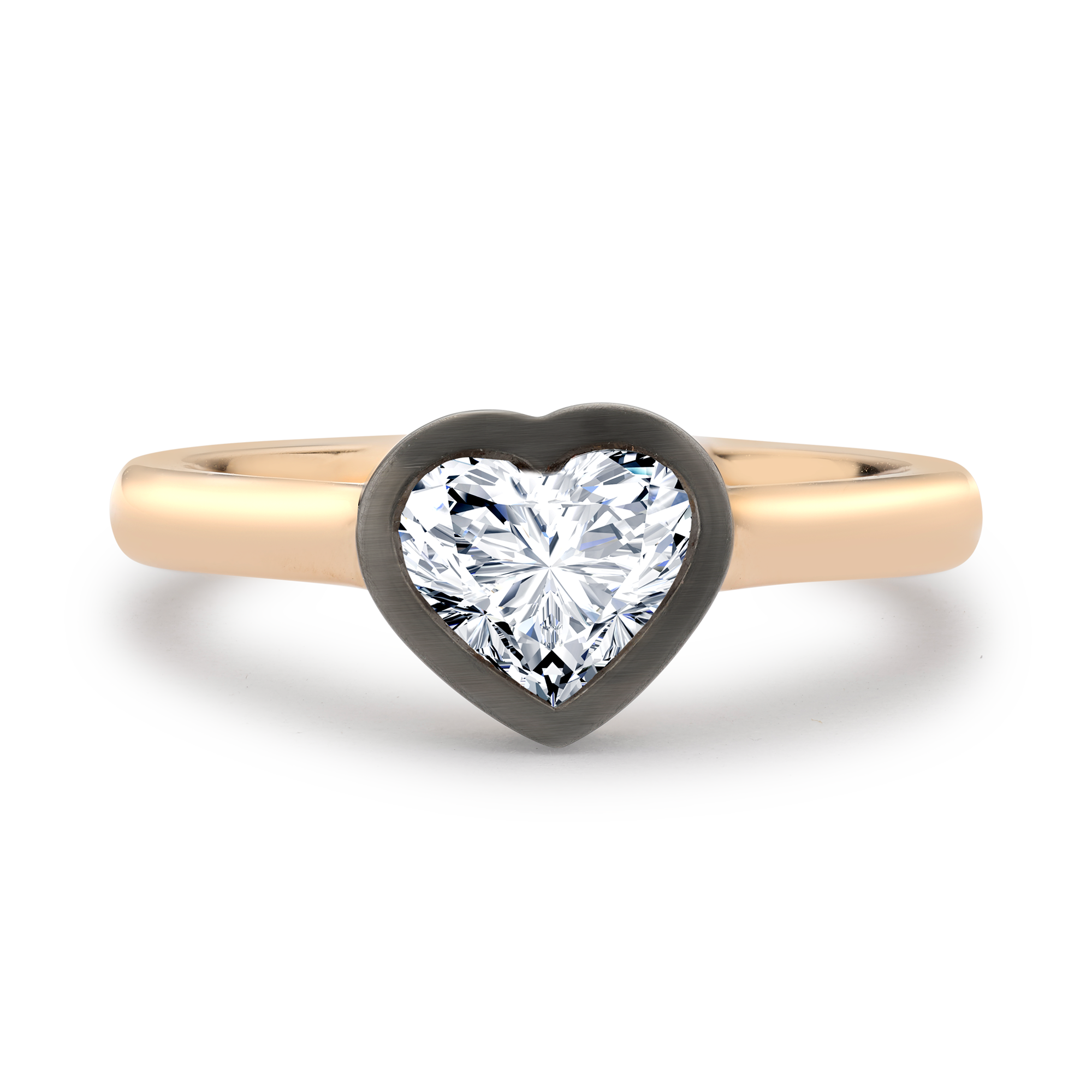 Legacy Heart Shaped Diamond Ring Heart & Brilliant Cut, Rubover Set_2