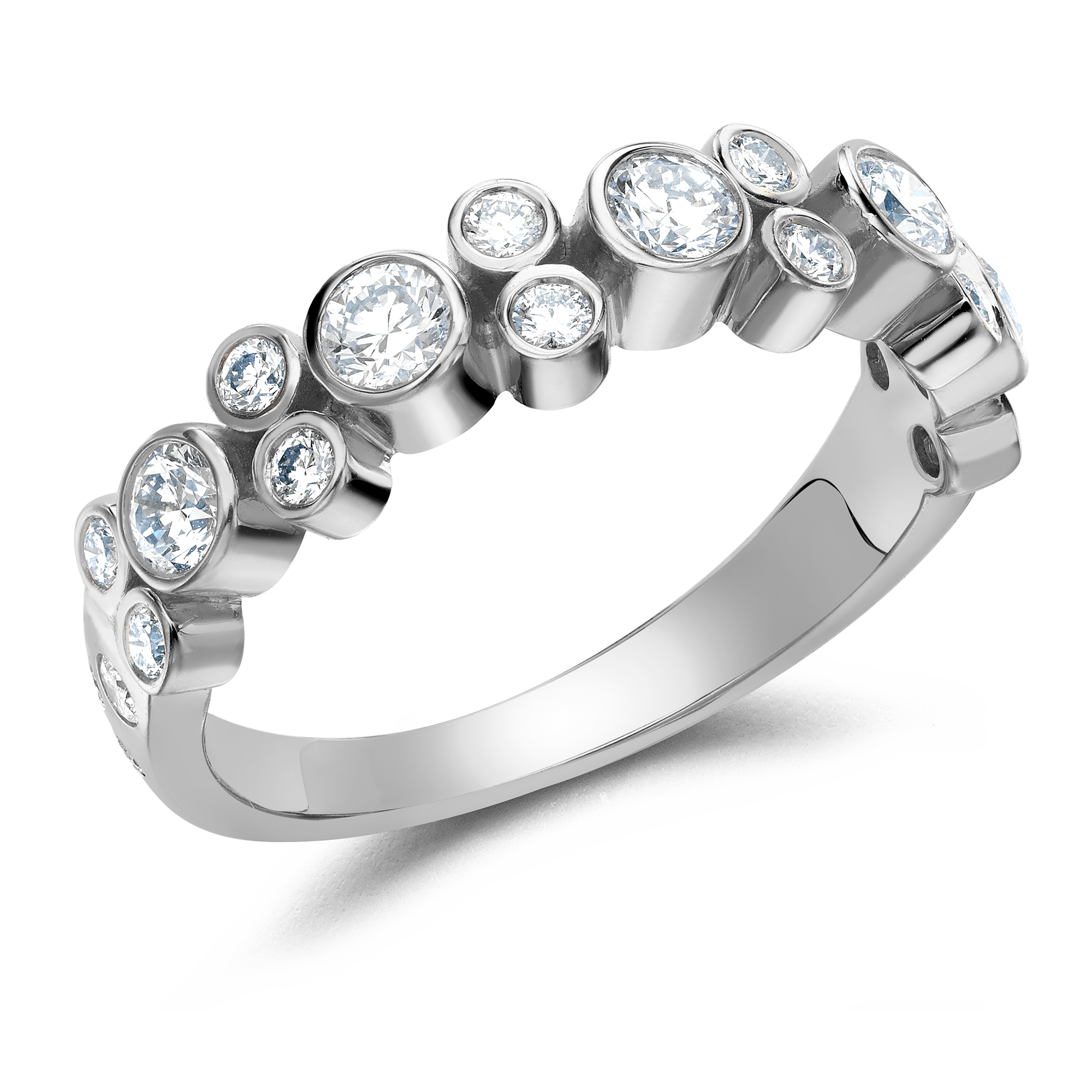 Bubbles Diamond Band Ring Brilliant Cut, Rubover Set_1