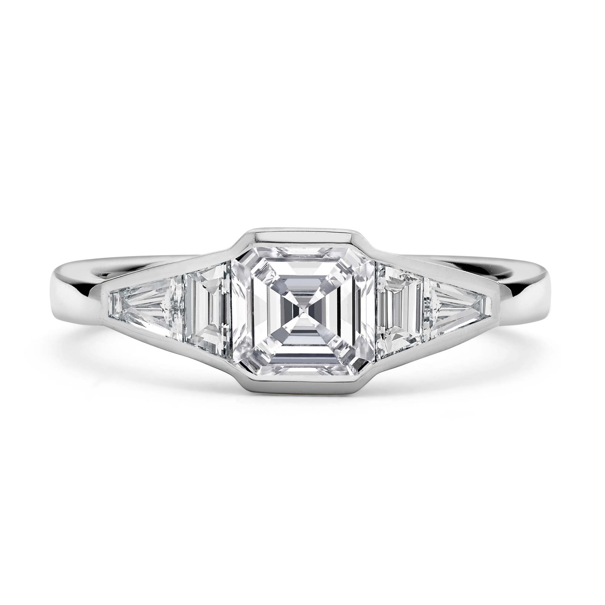 Kingdom 0.76ct Diamond Five Stone Ring Asccher, Rubover Set_2