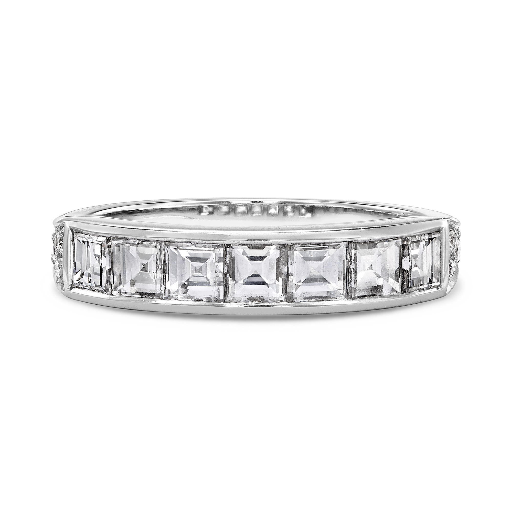Antrobus 1.13ct Diamond Seven Stone Ring Carré Cut, Rubover Set, Diamond Shoulders_2