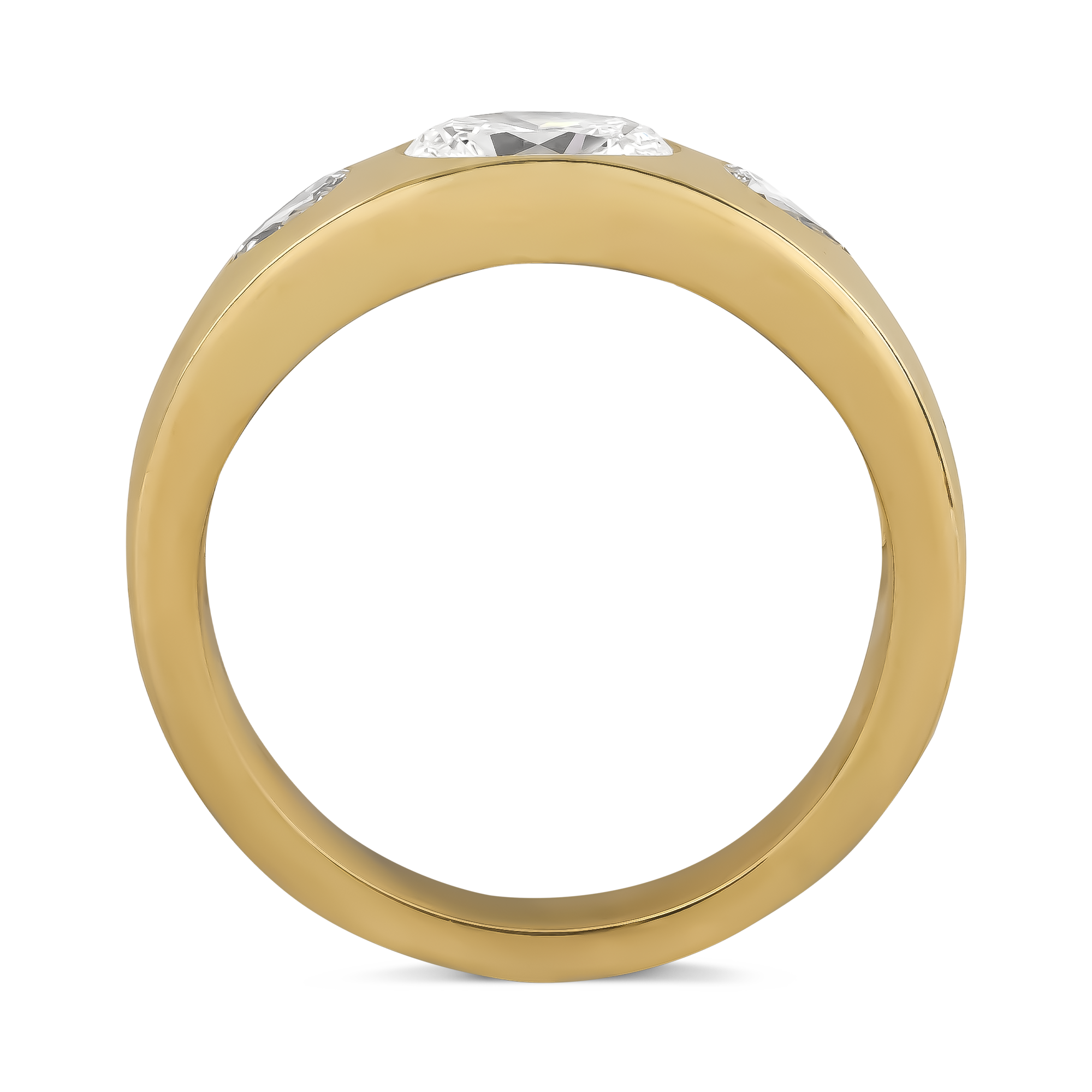 Stellar Oval Cut Diamond Three Stone Ring Oval Cut, Rubover Set_3