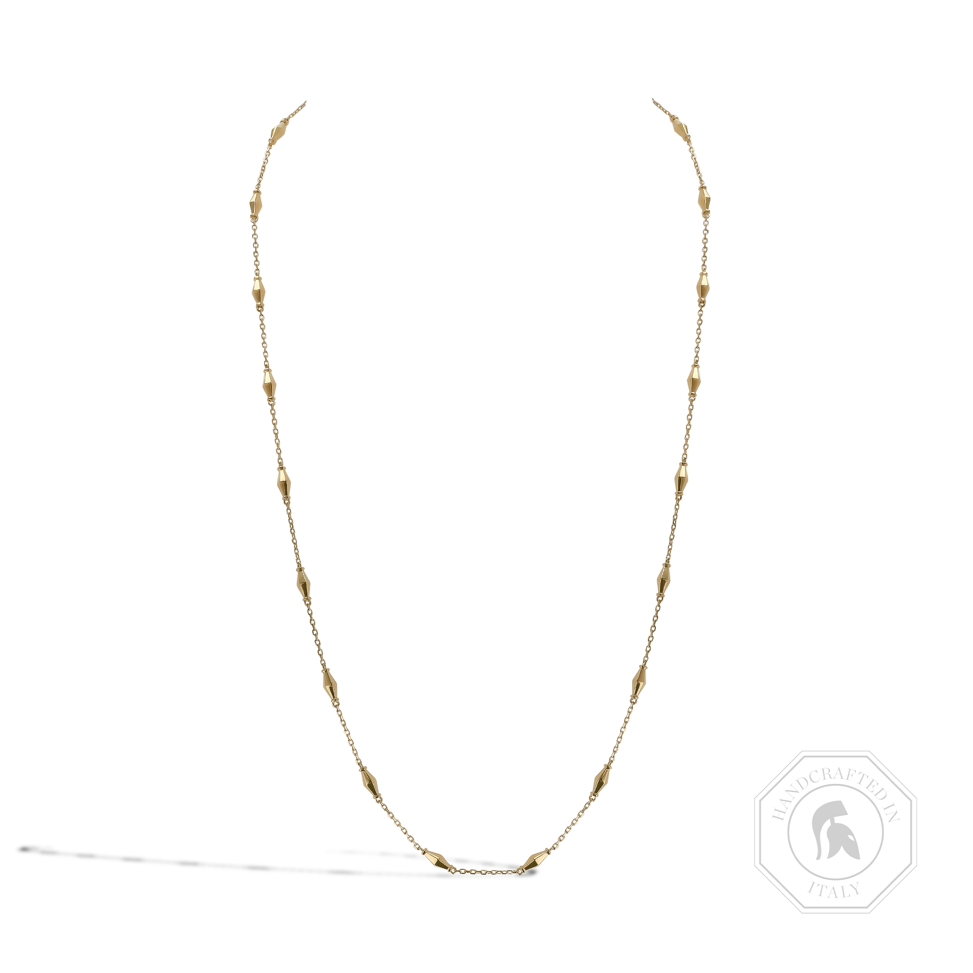 Mini-Cleopatra Gold Faceted Barrel Link Chain 60cm Necklace _1