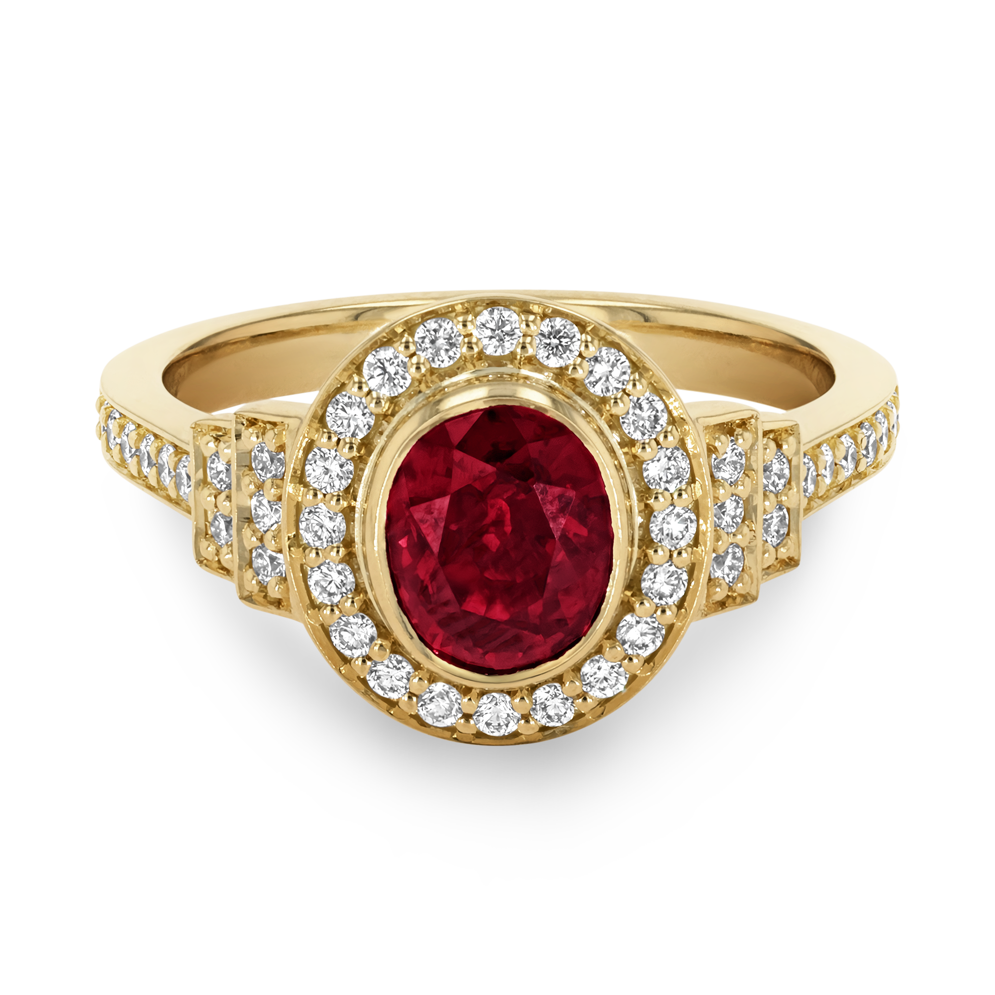Mozambique 1.61ct Ruby and Diamond Cluster Ring Oval Cut, Rubover Set_2