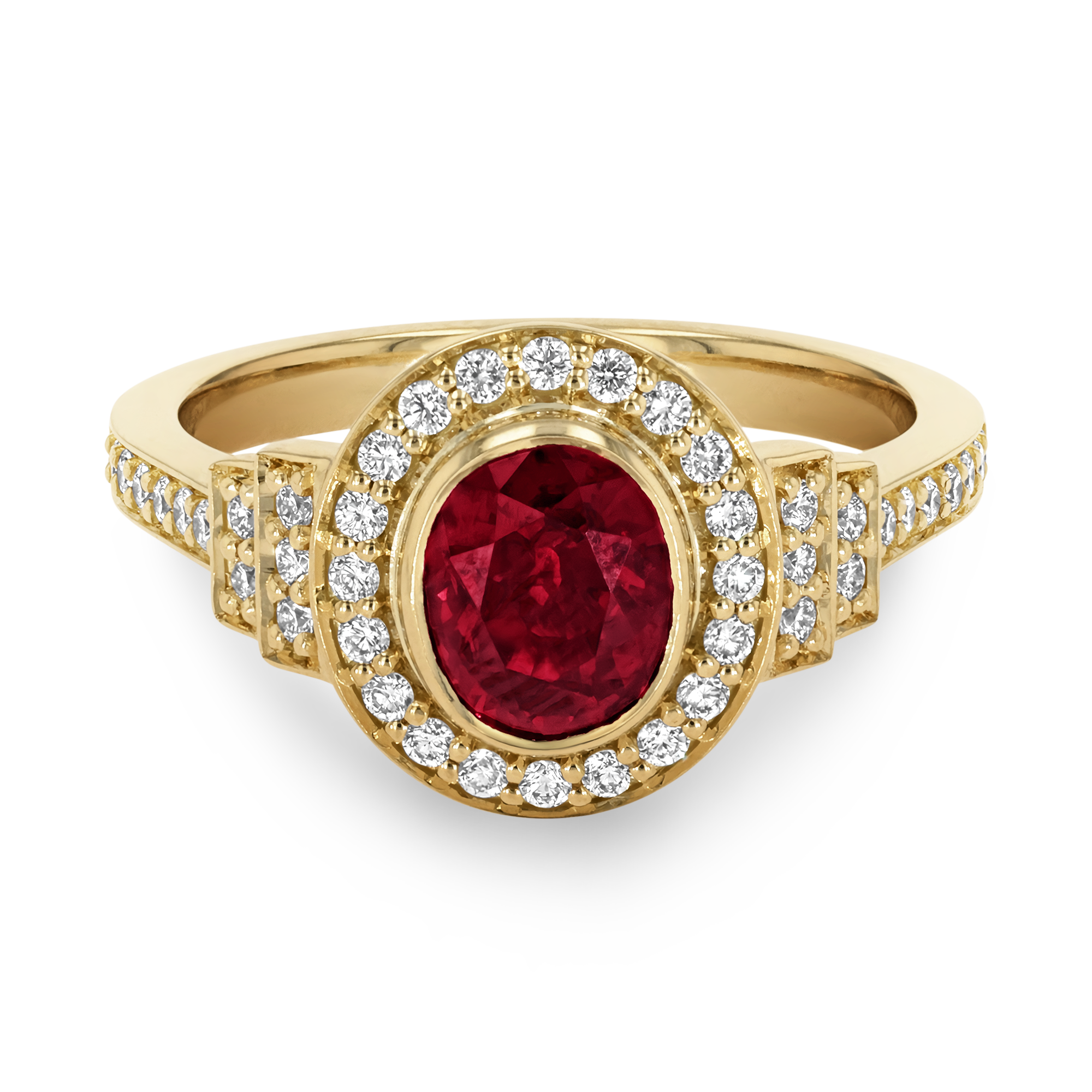 Mozambique 1.61ct Ruby and Diamond Cluster Ring Oval Cut, Rubover Set_2