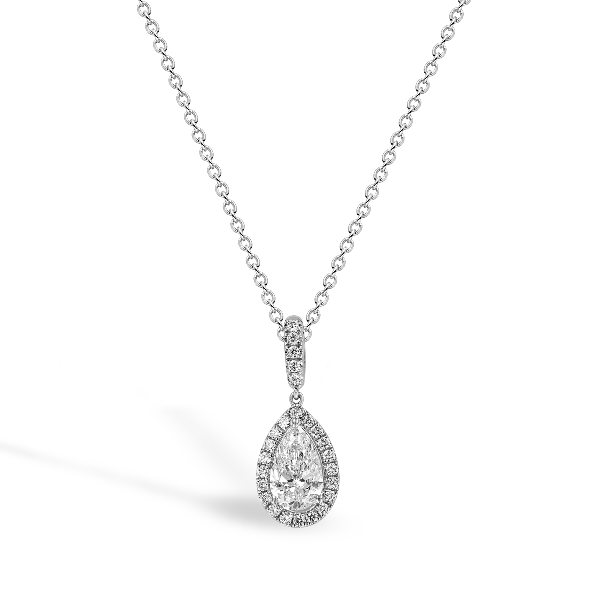 Celestial 1.01ct Diamond Pendant with Diamond Halo Pear & Brilliant Cut, Claw Set_1