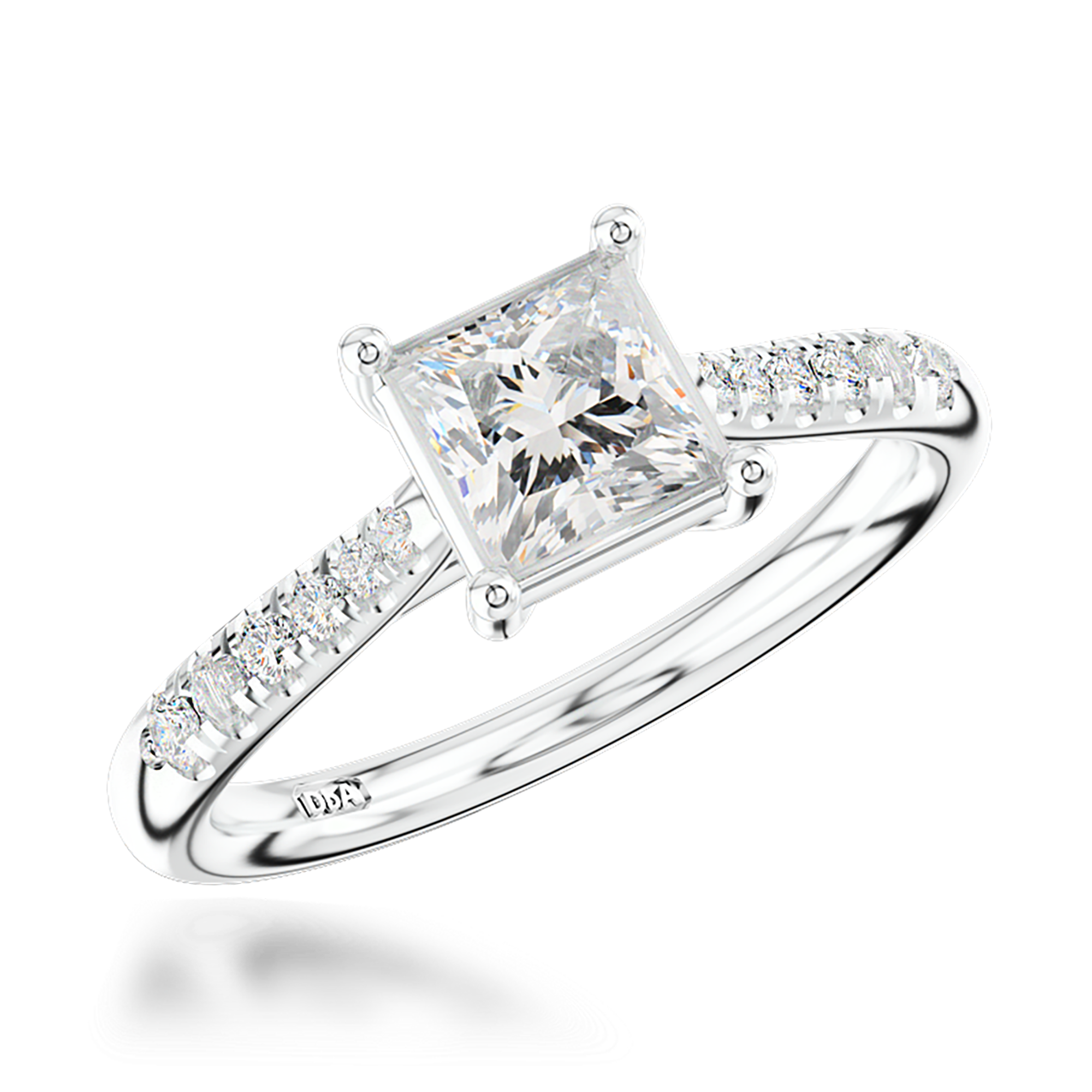 0.90CT Diamond Solitaire Ring Princess Cut, Solitaire, Brilliant Shoulders_1